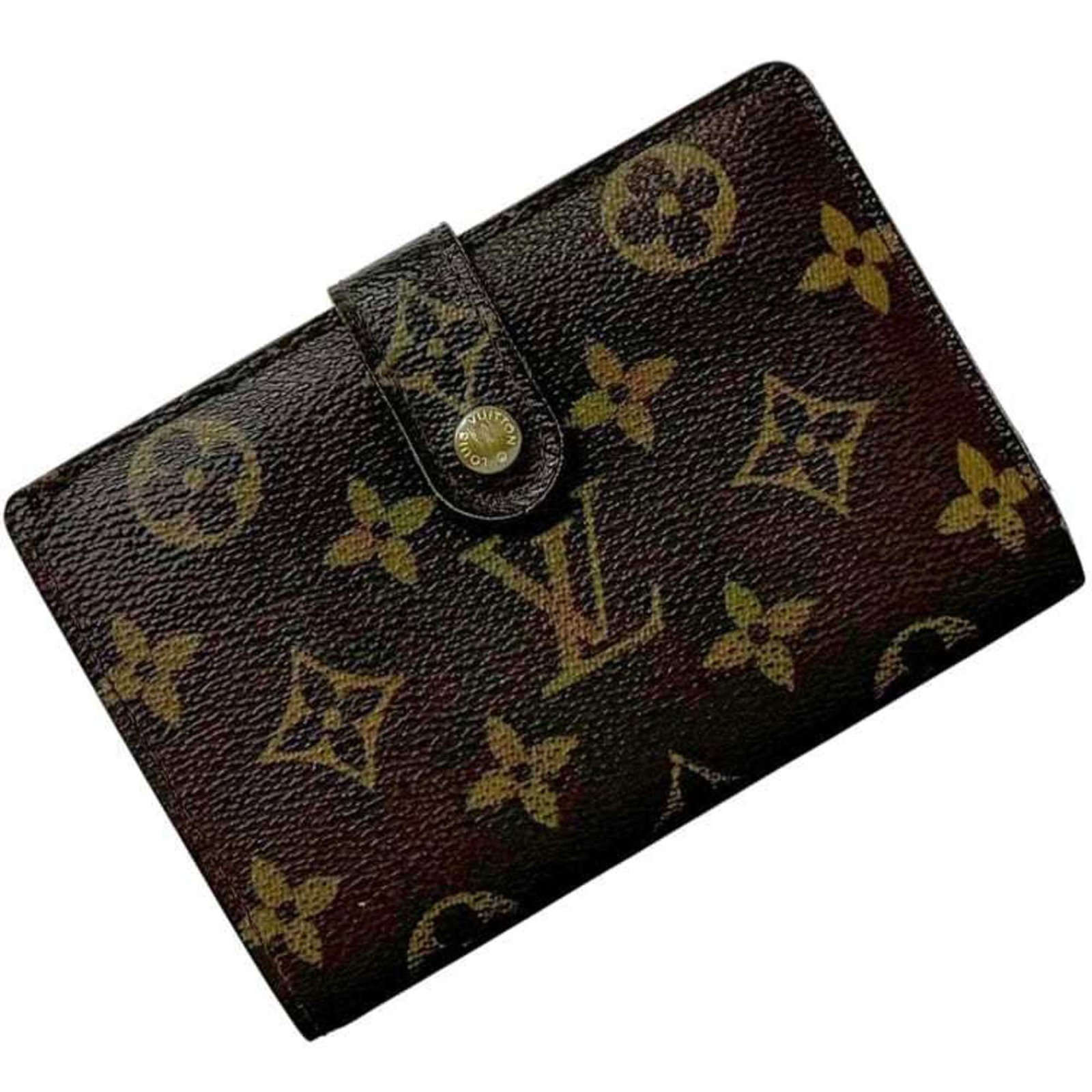 Louis Vuitton Wallet (Bi-Fold) Monogram: Louis Vuitton Wallet (Bi-Fold) Monogram Monogram pattern adds a touch of luxury to this bi-fold wallet from Louis Vuitton, crafted with high-quality materials. The signature monogram design is a