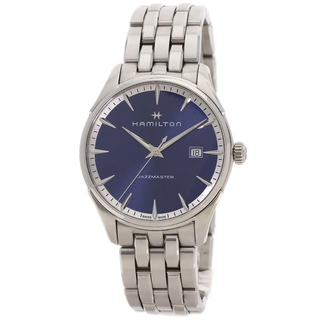 Hamilton Jazz Master Watches H32451141 Stainless Steel/ Stainless Steel: Hamilton Jazz Master Watches H32451141 Stainless Steel/ Stainless Steel Stainless steel case and silver bezel add a touch of modern sophistication to this 40mm quartz watch. The blue dial provides a s