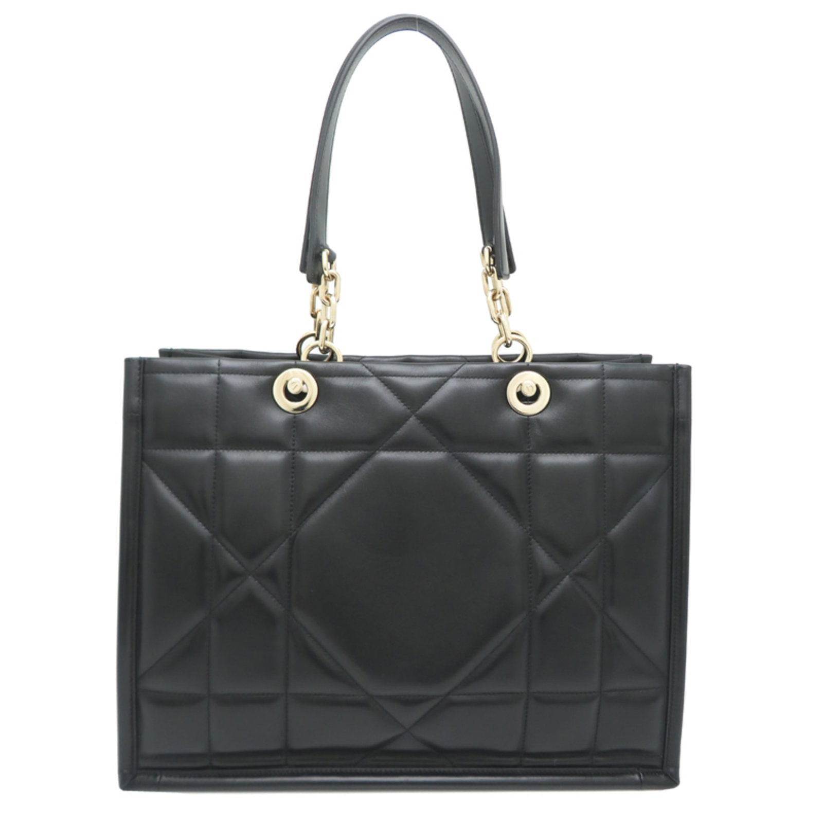 Dior Tote Bag Leather: Dior Tote Bag Leather The Dior Tote Bag Leather is a sleek and sophisticated black lambskin tote, measuring 37cm x 36cm x 17cm. Made from high-quality leather, this stylish bag features a classic