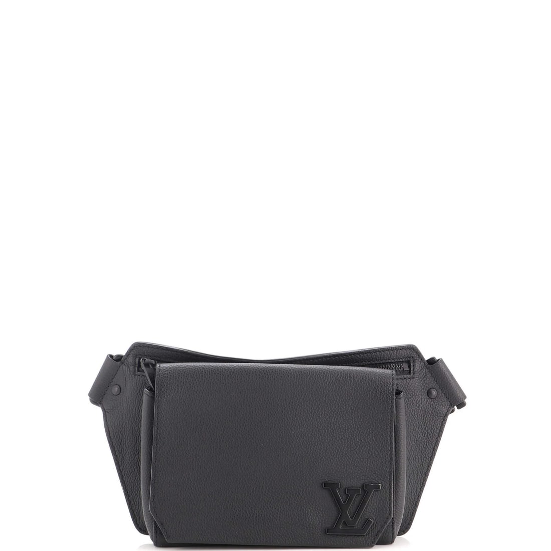 Aerogram Sling Leather Bag Vuitton Louis Takeoff: Aerogram Sling Leather Bag Vuitton Louis Takeoff Black Aerogram Sling Bag with Leather Exterior and Interior, Measuring 6.5" x 11" x 1.5", Features a Signature and Black Hardware. The Bag Has Minor