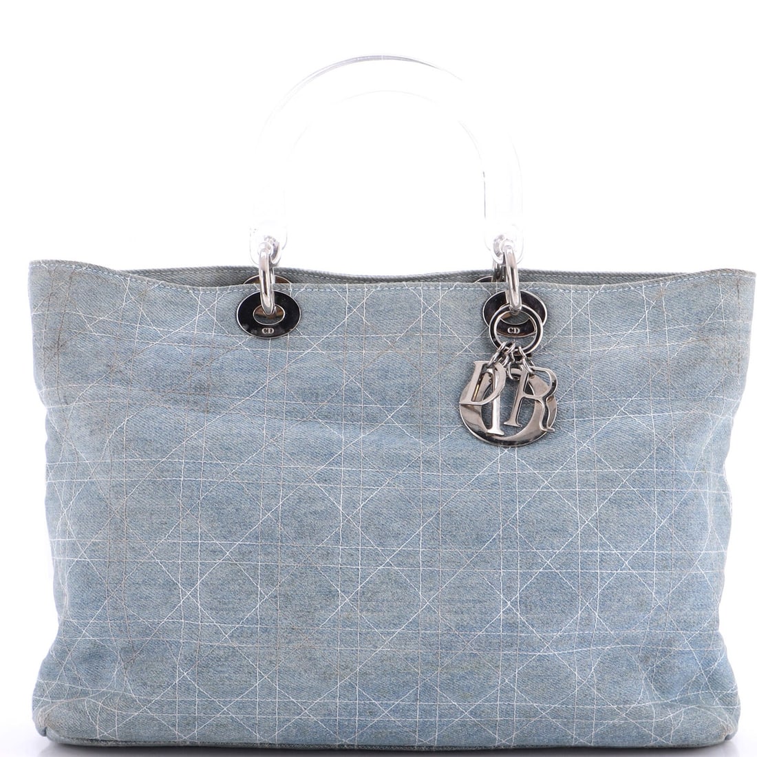 Lady Dior Bag Vintage Cannage Quilt Large Denim Christian Dior (1 of 7)