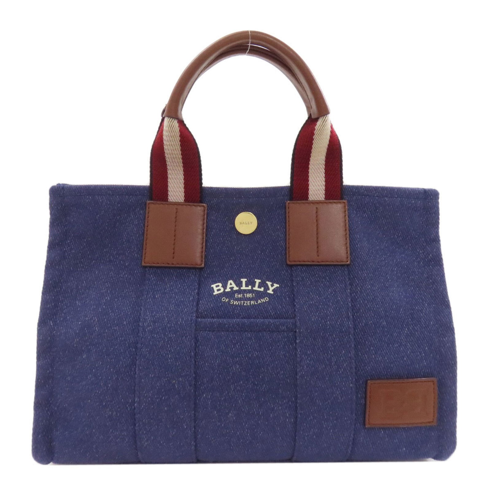 Handbag Canvas: Handbag Canvas Canvas handbag with a blue color, measuring 20.5cm x 29.5cm x 10cm, features a sturdy canvas material and a signature. Item Specifics: Brand: Bally Type: Handbag Material: Canvas