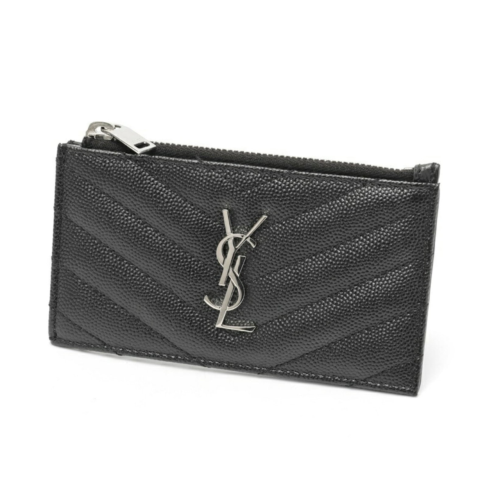 Saint Laurent Leather Coin Case Purse: Saint Laurent Leather Coin Case Purse Saint Laurent Leather Coin Case Purse in sleek black calfskin leather, measuring 8cm x 13cm x 2cm, offers a sophisticated and compact storage solution. This