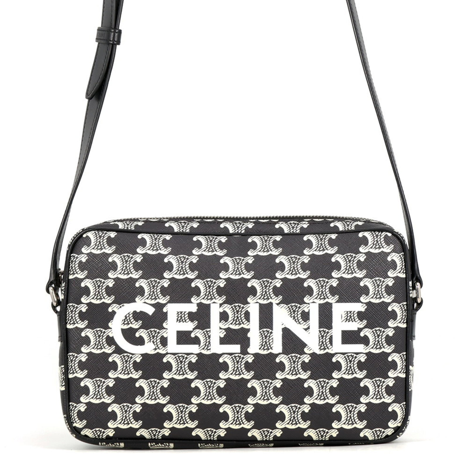 Celine Messenger Bag Pvc Leather: Celine Messenger Bag Pvc Leather This Celine messenger bag is crafted from a unique blend of PVC and leather, offering a distinctive look. Measuring 16cm x 22.5cm x 4cm, it features a sleek design wit