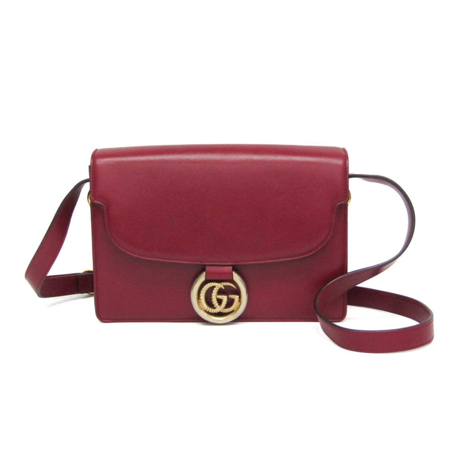 Shoulder Bag Leather: Shoulder Bag Leather Red leather shoulder bag with a Double G buckle, featuring an open pocket and zipper pocket, and adjustable strap length from 85cm to 105cm. Made from high-quality Italian leather