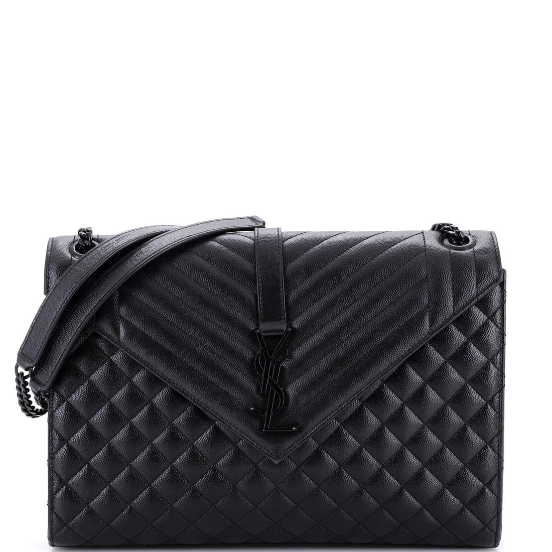 Satchel Saint Laurent Monogram Large Classic Matelasse Leather Envelope Mixed: Satchel Saint Laurent Monogram Large Classic Matelasse Leather Envelope Mixed Large Classic Monogram Envelope Satchel from Saint Laurent, featuring a timeless design with mixed matelasse leather