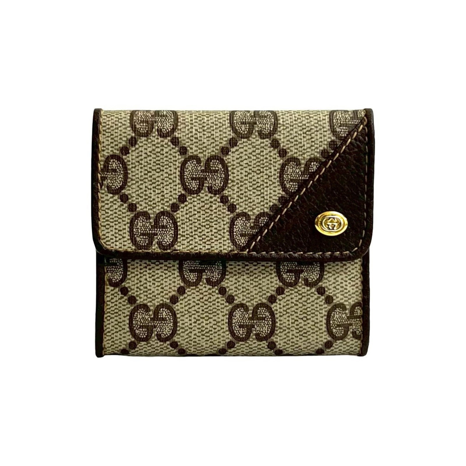 Gucci Coin Purse/ Coin Case Leather Pvc: Gucci Coin Purse/ Coin Case Leather Pvc Gucci Coin Purse/ Coin Case Leather Pvc is a stylish accessory featuring a combination of leather and PVC materials in a classic brown color. This compact coin