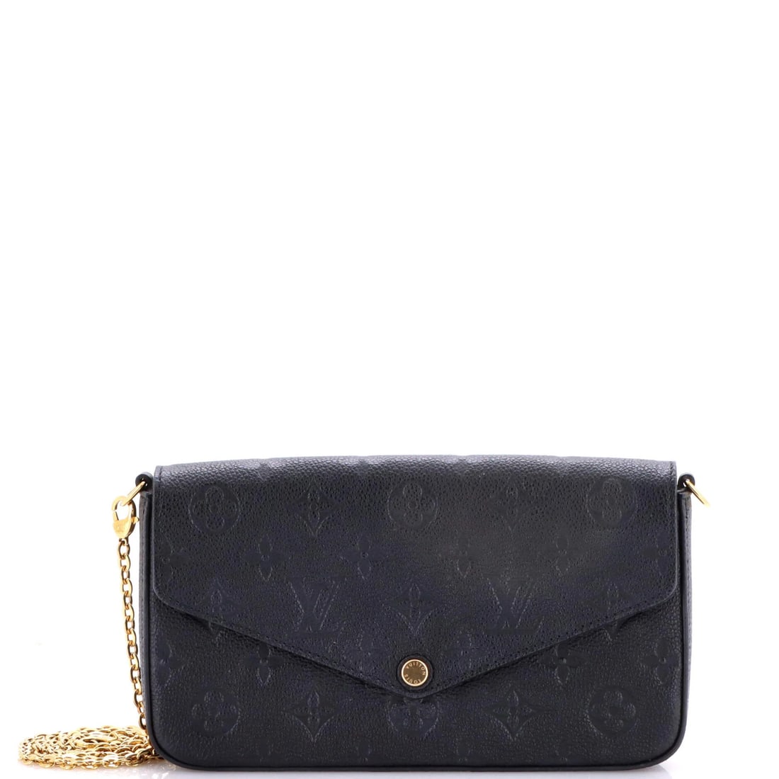 Monogram Empreinte Leather Louis Vuitton Felicie Pochette: Monogram Empreinte Leather Louis Vuitton Felicie Pochette Black Monogram Empreinte Leather Louis Vuitton Felicie Pochette with a pochette card holder and strap, featuring a classic cross body design.