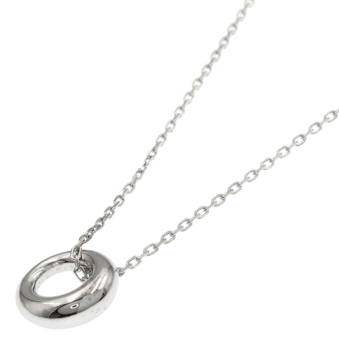 K18 White Gold Chaumet Necklace Anneau: K18 White Gold Chaumet Necklace Anneau K18 White Gold Chaumet Necklace Anneau - A sleek and sophisticated silver-toned necklace featuring a signature that bears a mark of authenticity, crafted from
