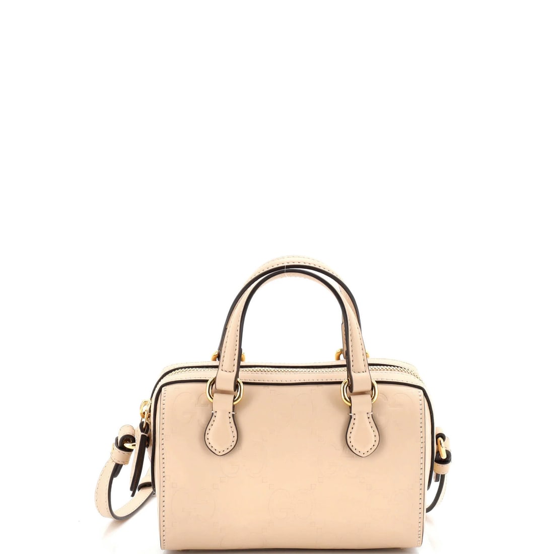 Gucci Convertible Top Bag GG Embossed Leather Jumbo Mini: Gucci Convertible Top Bag GG Embossed Leather Jumbo Mini Gucci Convertible Top Bag GG Embossed Leather Jumbo Mini features a neutral exterior with GG embossed leather, a convertible top handle, and a 