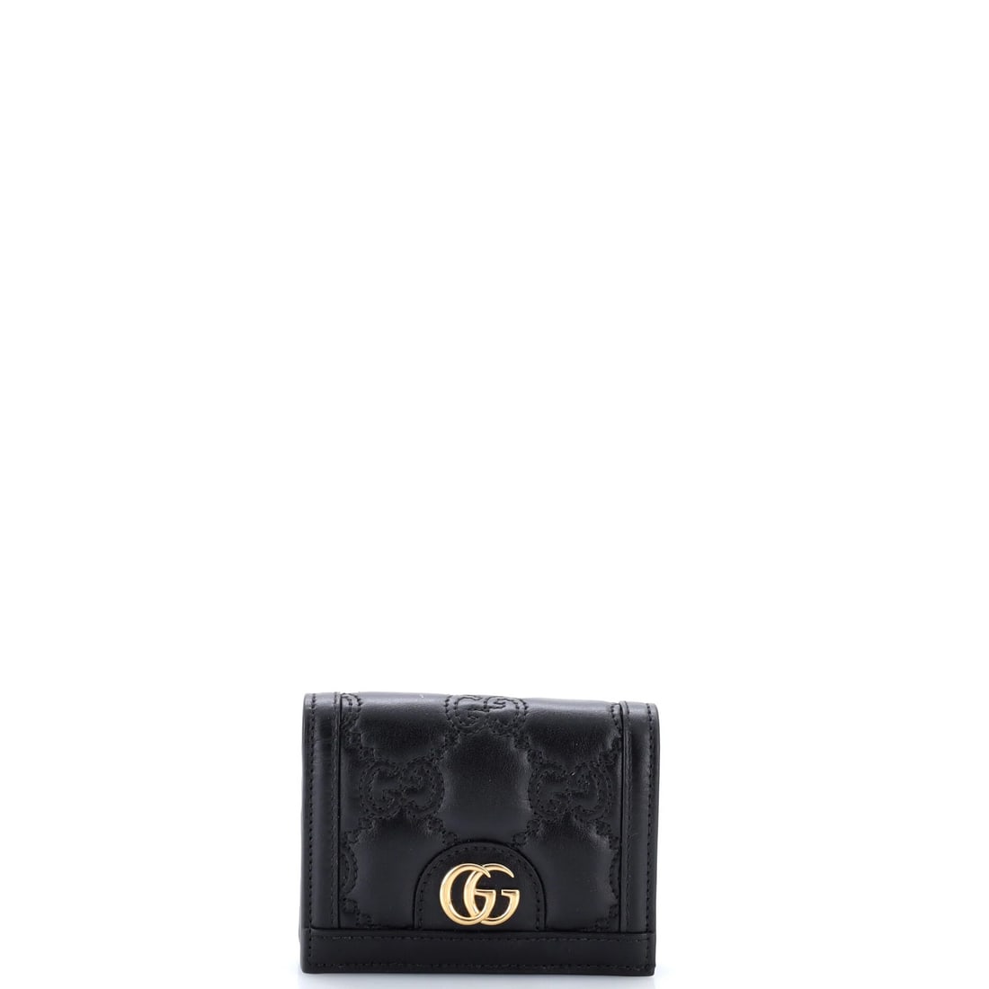 Matelasse Leather Card Case GG Ophidia Flap Gucci: Matelasse Leather Card Case GG Ophidia Flap Gucci Black Matelasse Leather Gucci GG Ophidia Flap Card Case with gold hardware, featuring a classic design and premium leather material. The card case boa