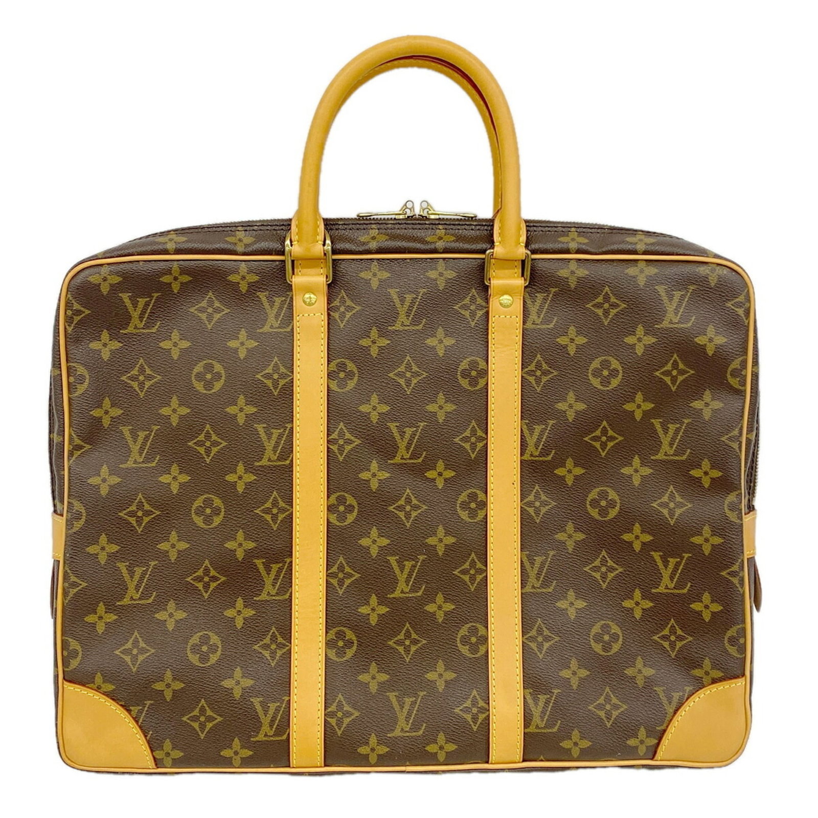 Louis Vuitton Briefcase: Louis Vuitton Briefcase Louis Vuitton's iconic briefcase boasts a timeless design, with its classic brown color and sturdy 30cm x 40cm x 5.5cm dimensions providing a practical and stylish solution