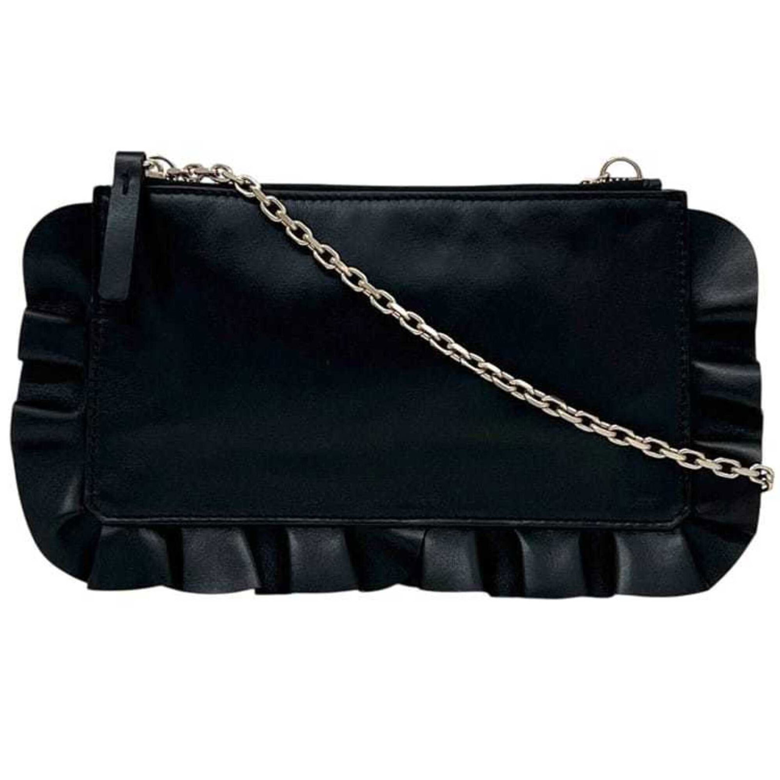 Shoulder Bag Leather Redvalentino: Shoulder Bag Leather Redvalentino Black leather shoulder bag from REDValentino, measuring 14cm x 25cm x 1cm, with a 110cm strap length. This stylish bag features a sleek design and premium leather