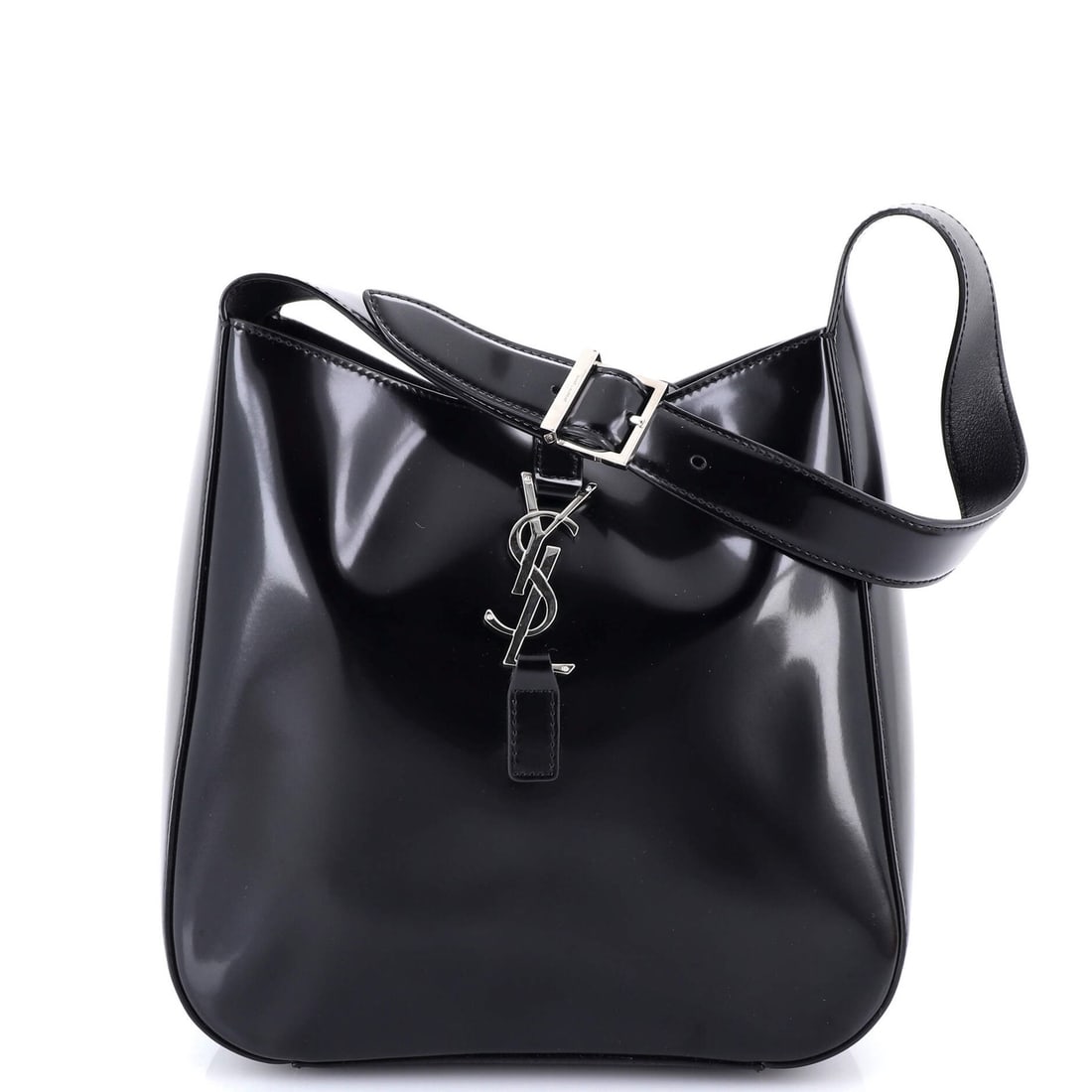 Small Hobo Leather Supple 7 5 Le: Small Hobo Leather Supple 7 5 Le Small Hobo Leather Satchel in Supple Black Leather. This Saint Laurent Le 5 a 7 Supple Hobo Leather Small features a classic design with a sleek black exterior and