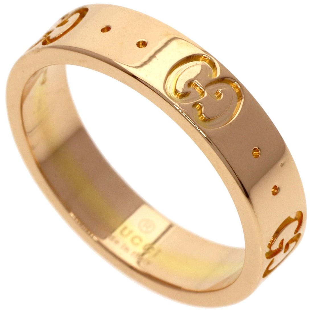 Pink Gold K18 Ring Gucci #8: Pink Gold K18 Ring Gucci #8 Pink Gold K18 Ring Gucci #8 is a striking piece featuring K18 pink gold material, showcasing a classic ring design with an open closure. This 4.5 US ring size piece boasts