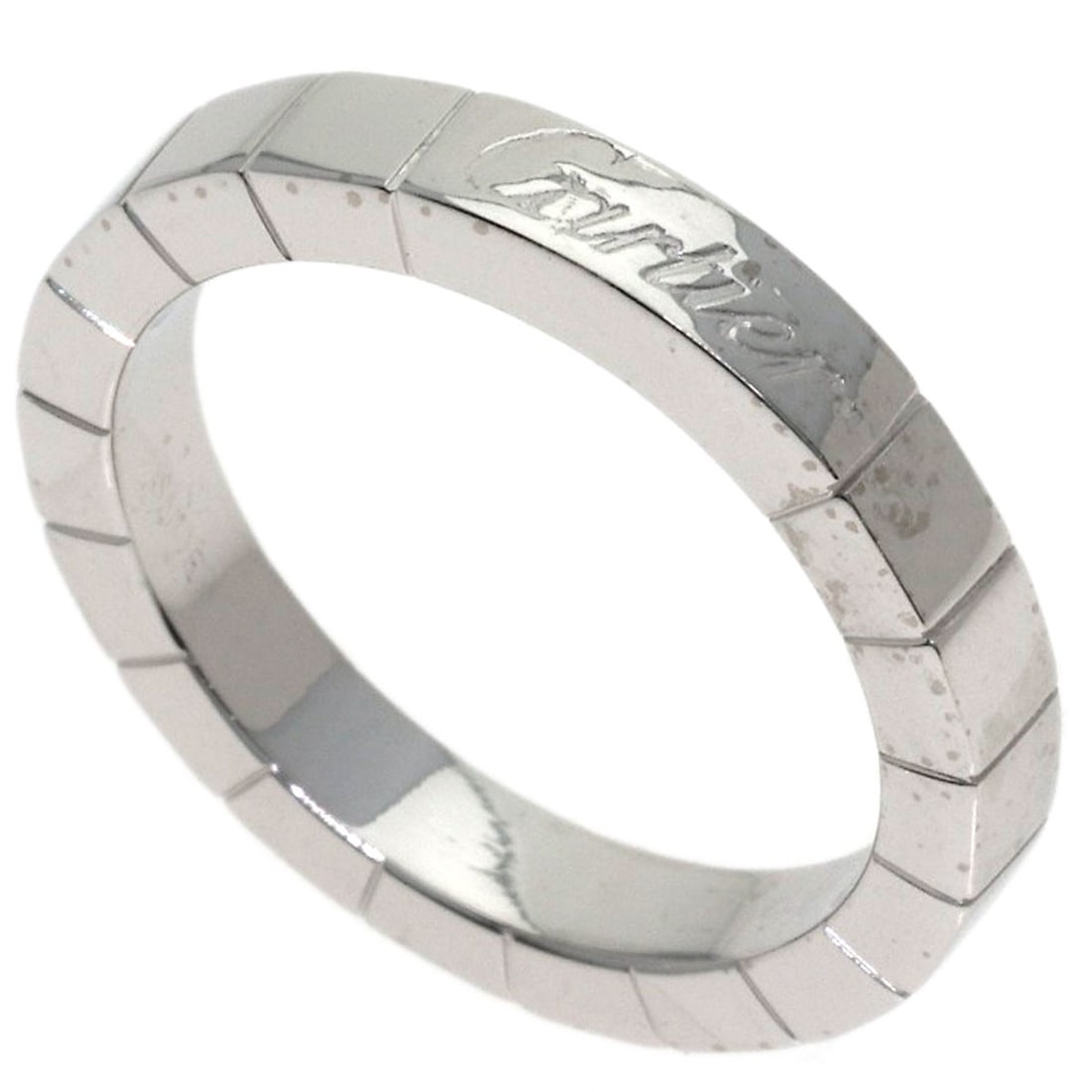 K18 White Gold Ring #48 Cartier Laniere: K18 White Gold Ring #48 Cartier Laniere K18 White Gold Cartier Laniere Ring #48 is a striking silver metal ring featuring K18 white gold material. This Cartier ring boasts a distinctive style and