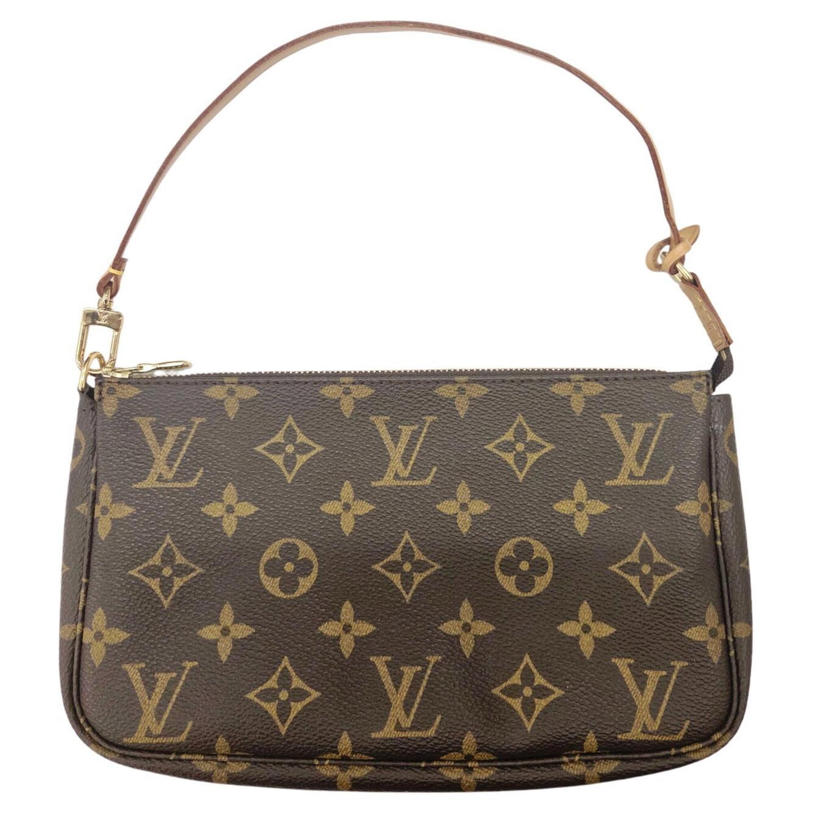 Pochette Pouch Handbag Louis Vuitton Monogram: Pochette Pouch Handbag Louis Vuitton Monogram Brown Louis Vuitton Monogram Pochette Pouch Handbag, 12cm x 21cm x 3.5cm, perfect for everyday carry. This stylish and compact handbag features the