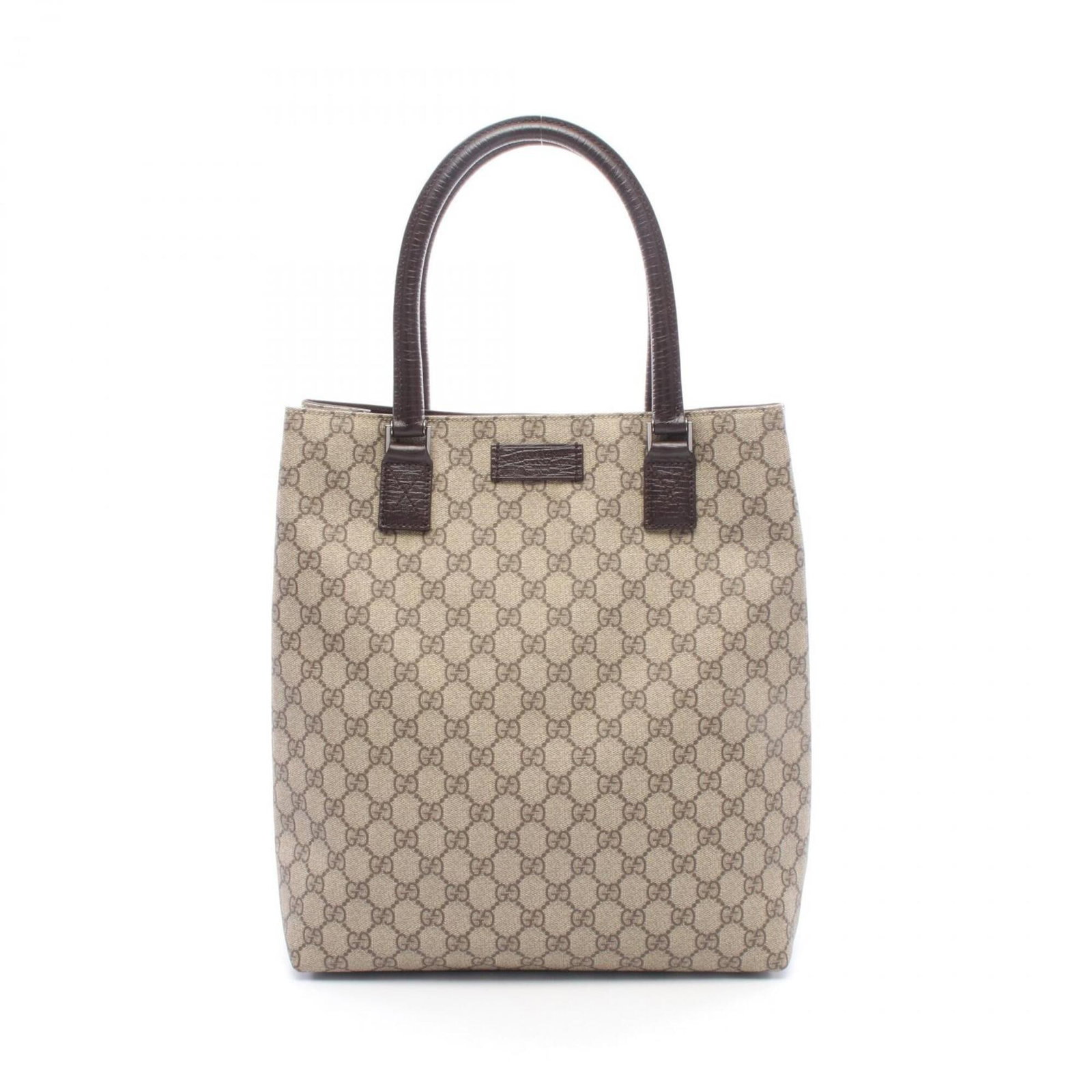 Gucci Leather Tote Bag Plus Handbag: Gucci Leather Tote Bag Plus Handbag Gucci Leather Tote Bag Plus Handbag is made from GG plus, a signature Gucci material, and features a classic beige and brown color combination. The bag measures