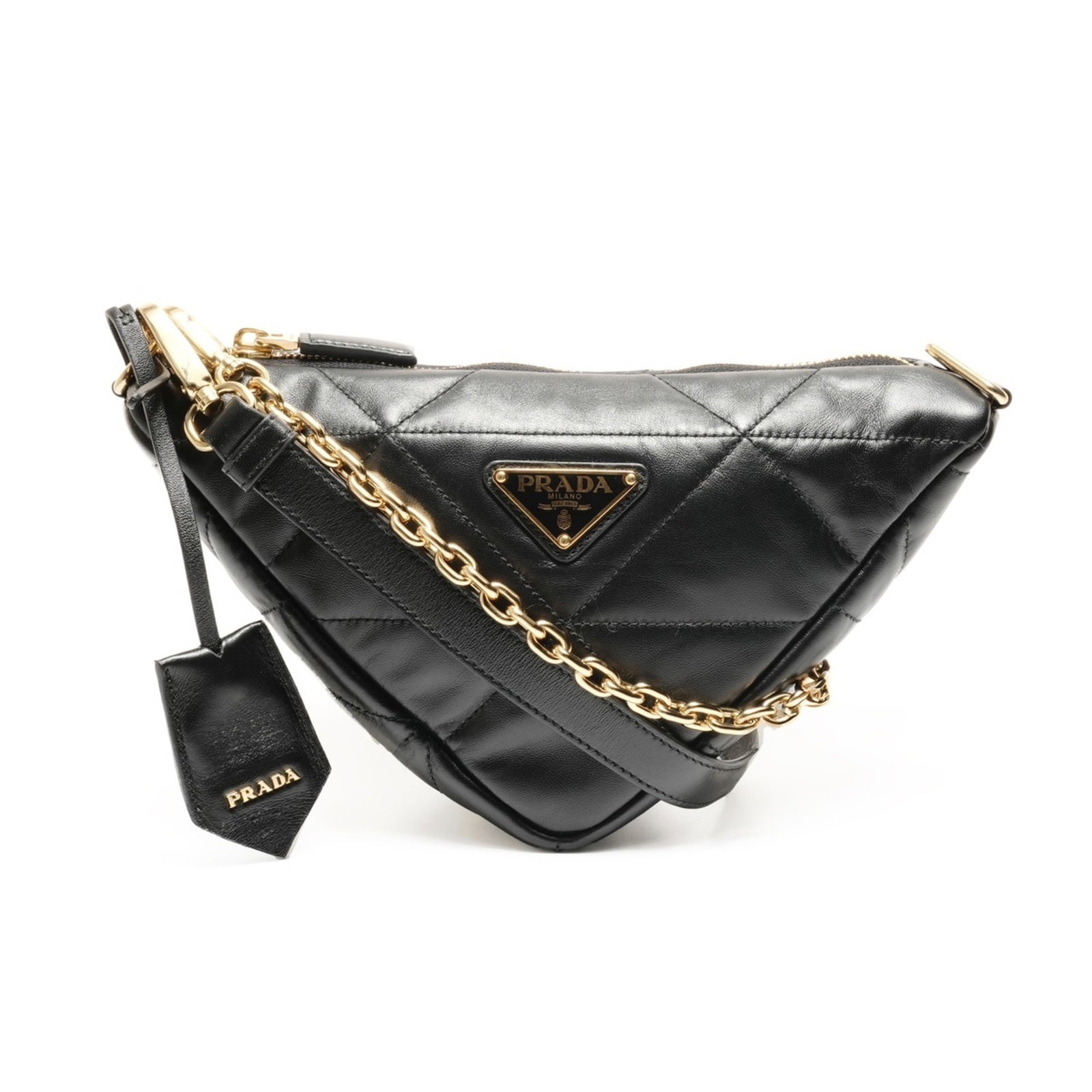 Nappa Leather Shoulder Bag Prada: Nappa Leather Shoulder Bag Prada Nappa leather shoulder bag from Prada, featuring a sleek black design. This 20cm x 32cm x 7cm bag boasts a sturdy strap length of 52cm - 57cm, perfect for everyday car