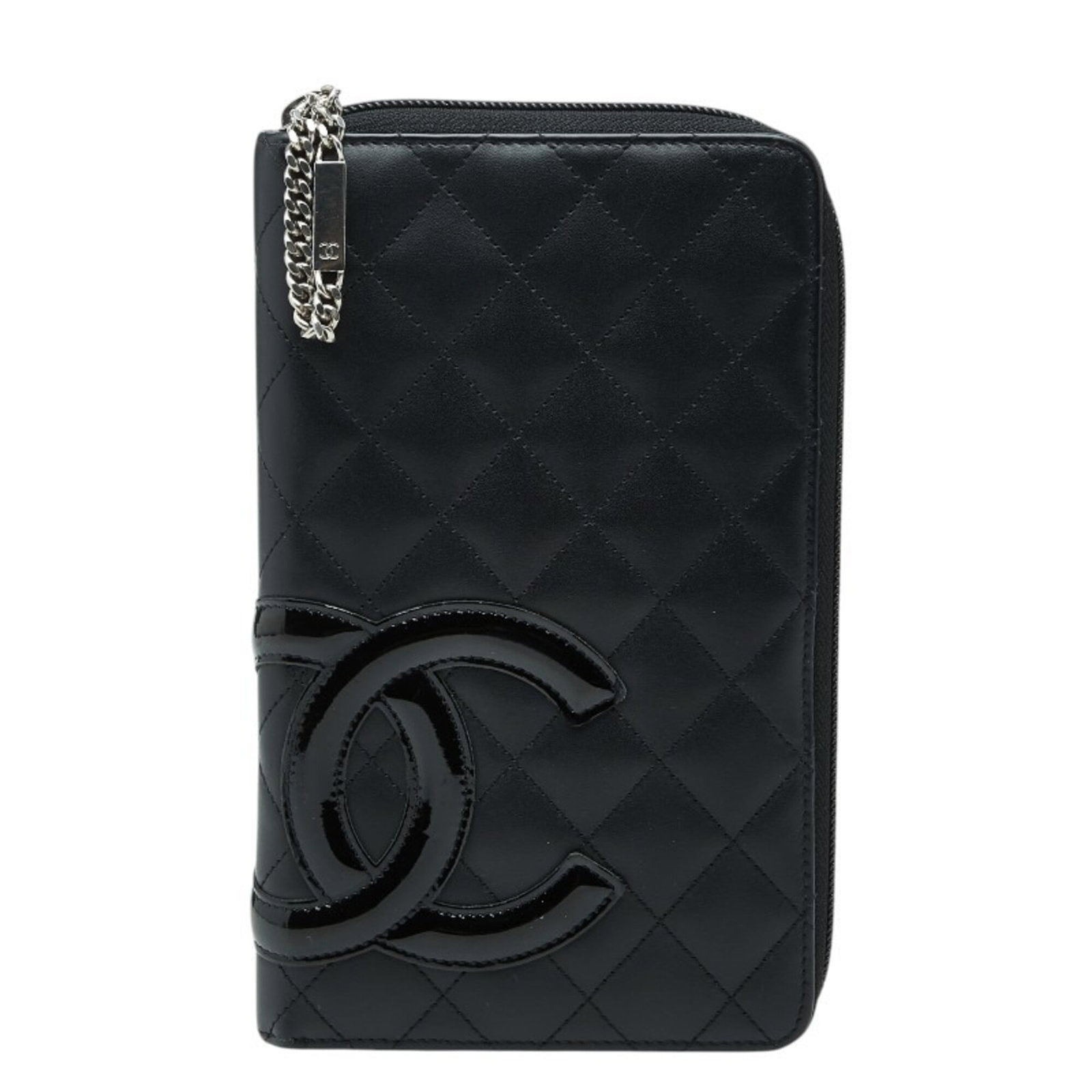 Chanel Long Wallet (Bi-Fold) Leather: Chanel Long Wallet (Bi-Fold) Leather Black leather bi-fold wallet from Chanel, measuring 20.5cm x 12.5cm x 2cm. This long wallet features a classic design with clean lines and a sleek finish. Made