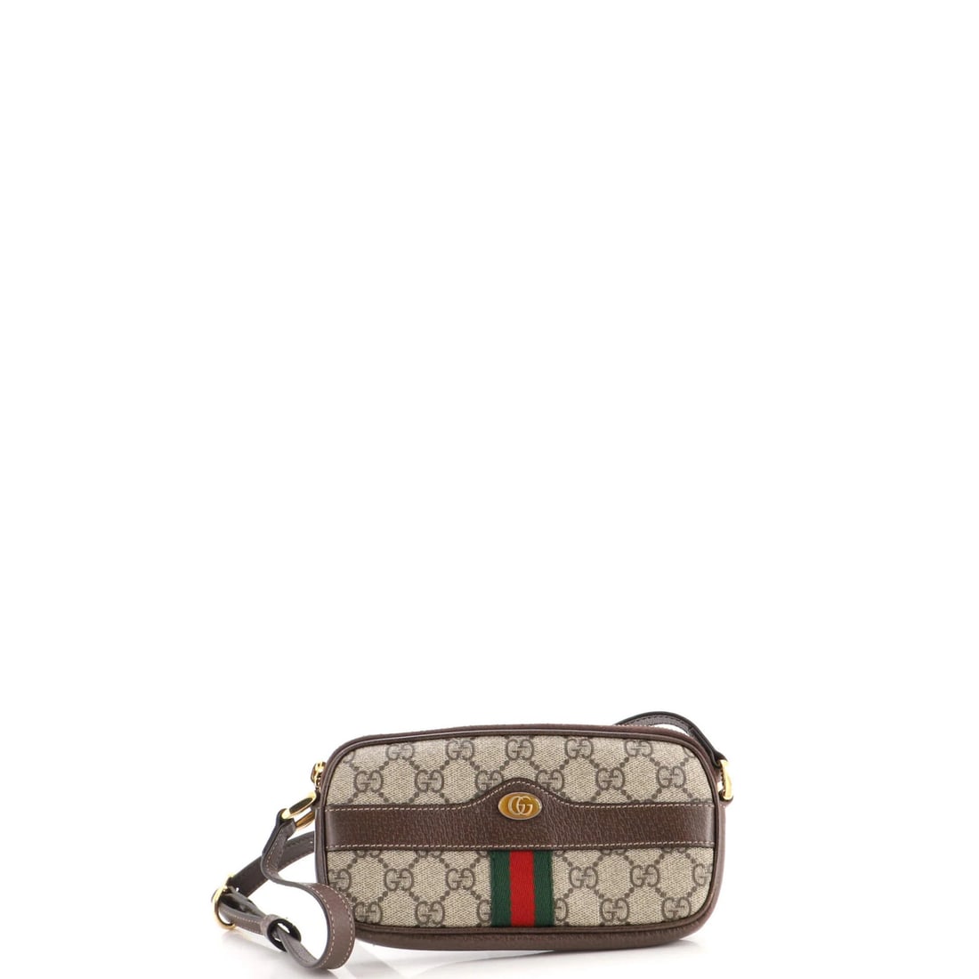 Gucci Ophidia Crossbody Mini Bag GG Coated Canvas: Gucci Ophidia Crossbody Mini Bag GG Coated Canvas The Gucci Ophidia Crossbody Mini Bag GG Coated Canvas boasts a chic, brown canvas exterior with gold hardware, making it a stylish accessory for any