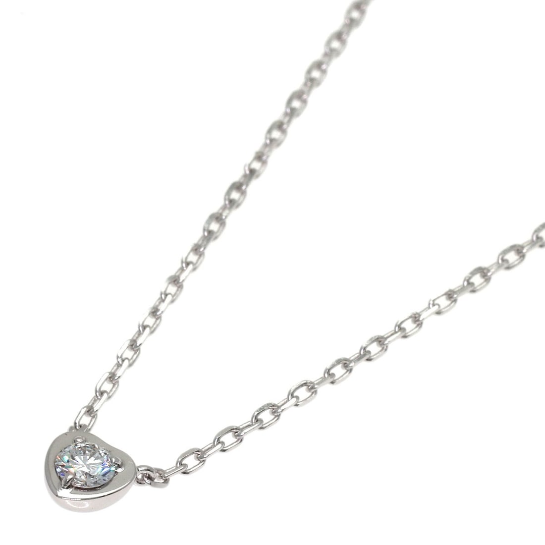 Diamond Sm Lger Heart Necklace Gold White K18 Cartier Diamant: Diamond Sm Lger Heart Necklace Gold White K18 Cartier Diamant K18 White Gold Diamond Necklace from Cartier Features a 15.7inch Long Chain and a Beautiful Diamond Main Stone Set in a Gold Setting. The 