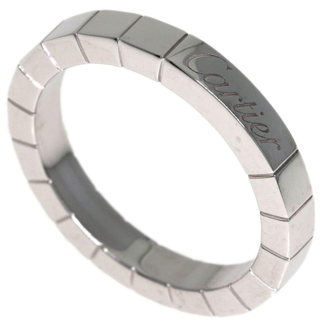 White Gold Laniere Ring K18 Cartier #51: White Gold Laniere Ring K18 Cartier #51 K18 Cartier #51 White Gold Laniere Ring is a striking piece featuring a unique open ring design with a silver metal exterior. This elegant ring showcases the
