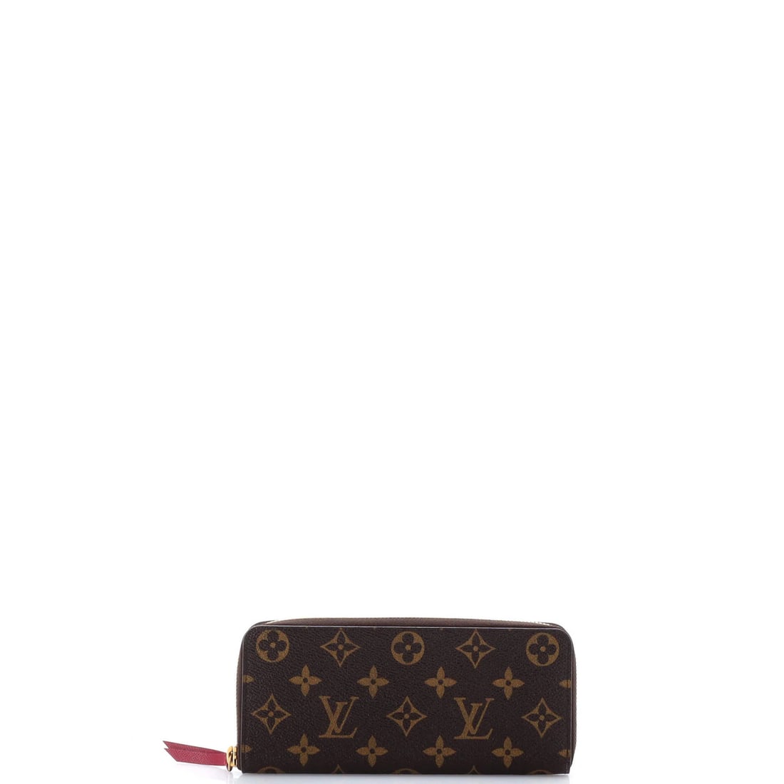 Monogram canvas wallet by Louis Vuitton: Monogram canvas wallet by Louis Vuitton Brown Monogram Canvas Wallet by Louis Vuitton. This Clemence Wallet features a classic monogram canvas exterior with a brown color, complemented by a pink leath