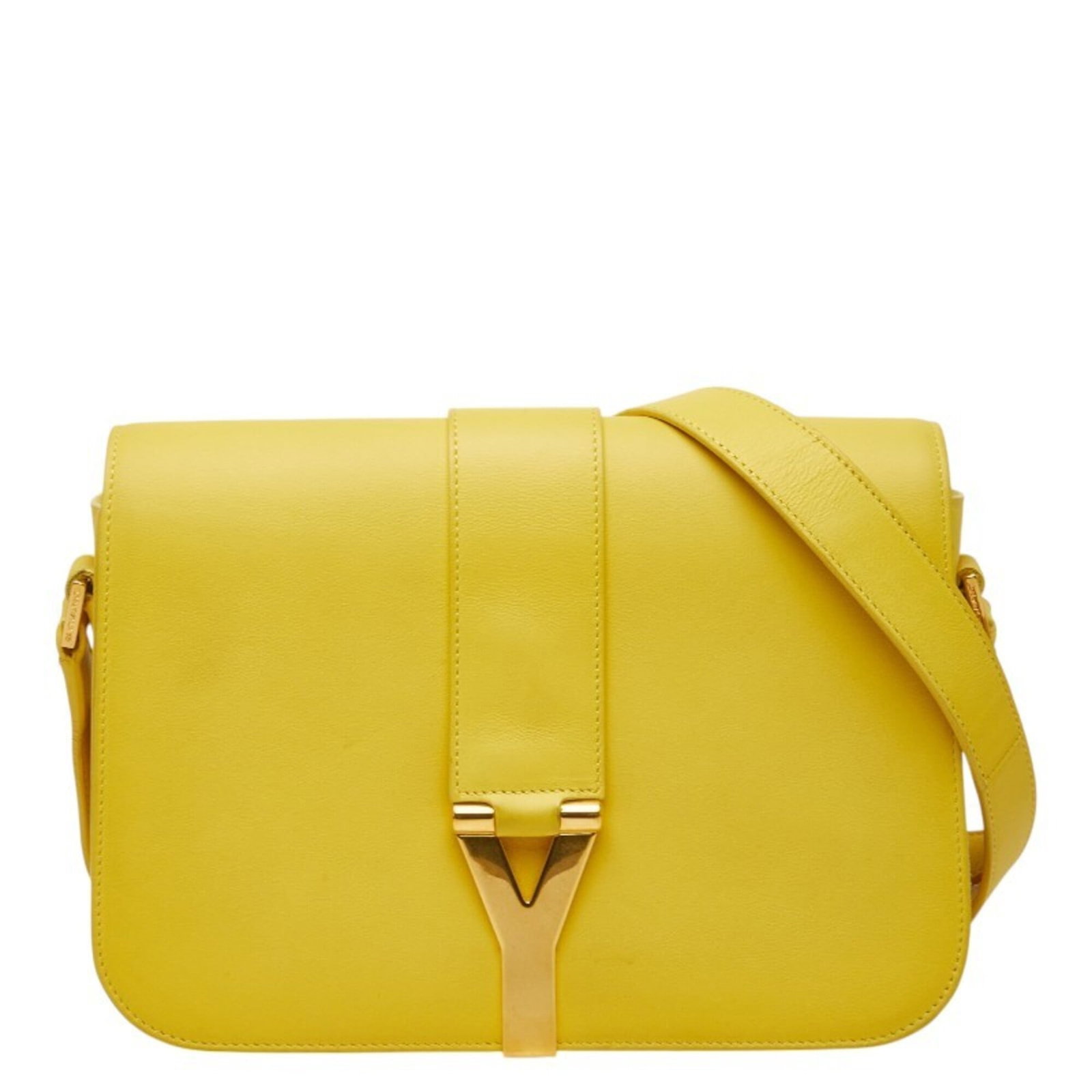 Laurent Saint Bag Leather Shoulder: Laurent Saint Bag Leather Shoulder Yellow leather shoulder bag with a classic design, measuring 18cm x 24cm x 6cm. This Saint Laurent bag features a timeless style and premium leather construction.