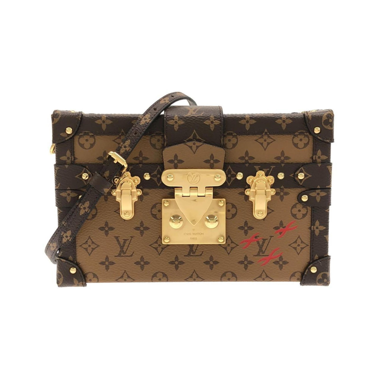 Canvas Coated Louis Vuitton Bag Shoulder: Canvas Coated Louis Vuitton Bag Shoulder Marron coated canvas and gold hardware make this Louis Vuitton shoulder bag a stylish and timeless accessory. With a compact size of 12.5cm x 20cm x 5.5cm,