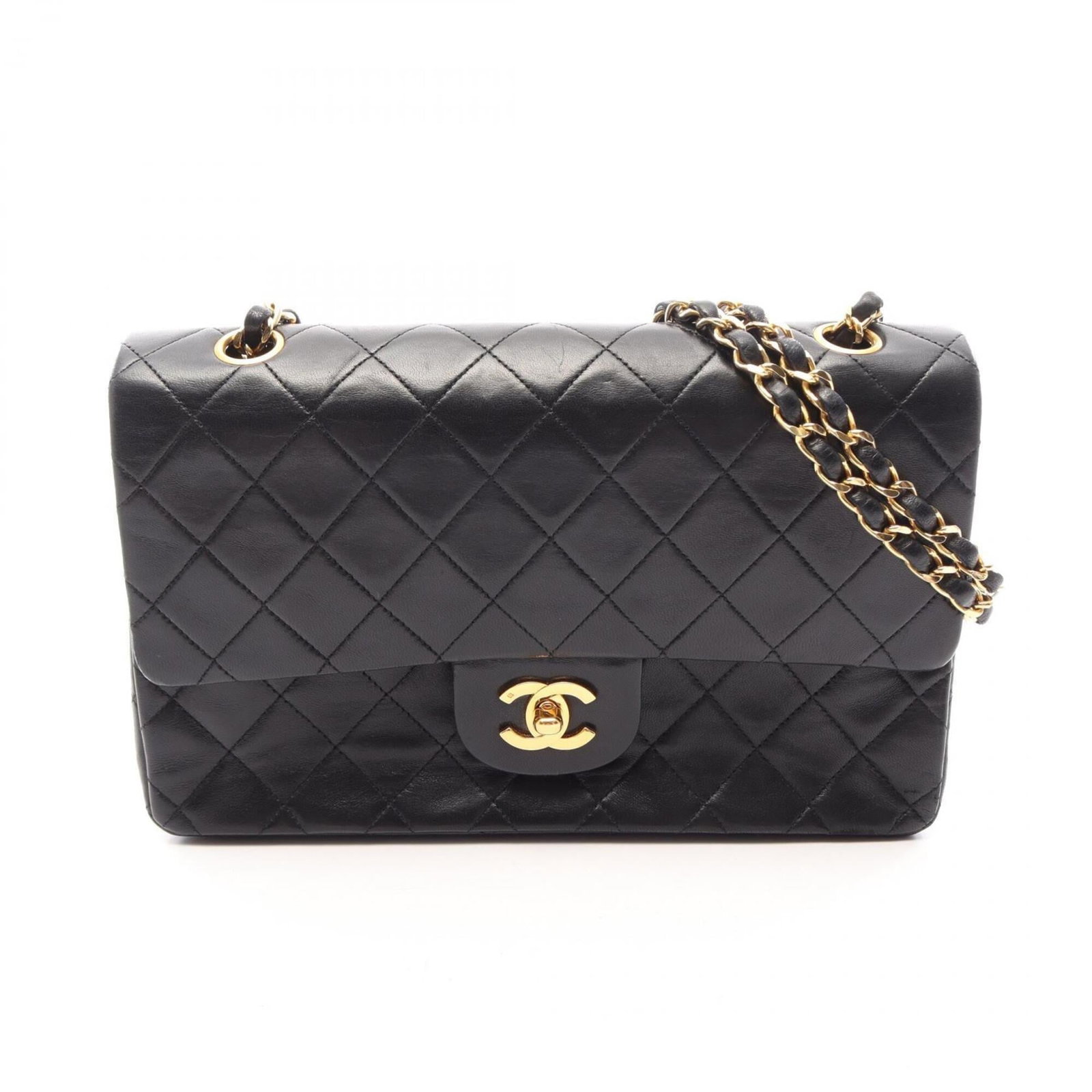 Shoulder Bag Leather Handbag Chanel: Shoulder Bag Leather Handbag Chanel This luxurious Chanel shoulder bag is crafted from high-quality lambskin leather in a sleek black finish. The bag's classic design and gold hardware add a touch of