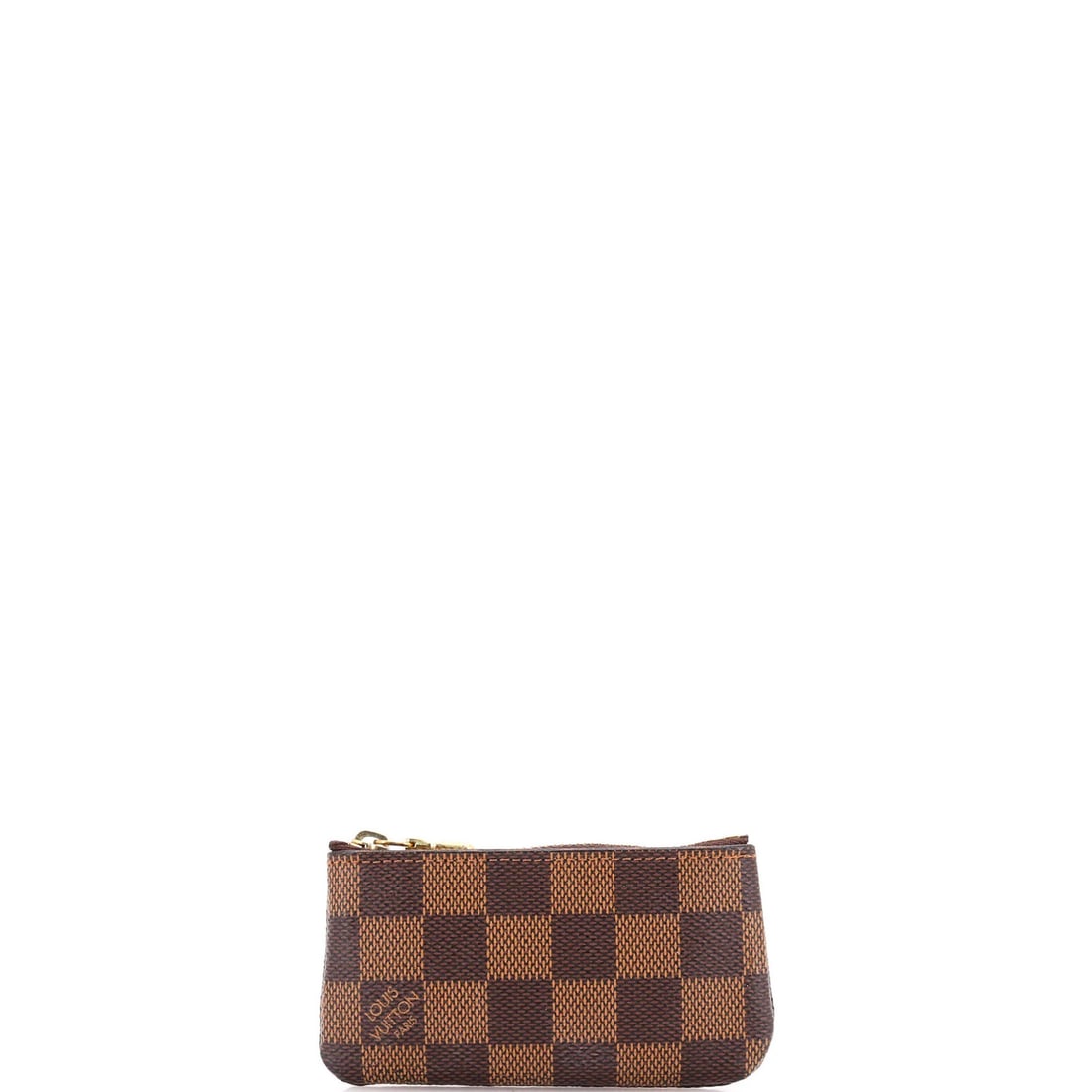 Key Pouch Damier by Louis Vuitton: Key Pouch Damier by Louis Vuitton Brown Damier Key Pouch by Louis Vuitton, a classic accessory featuring the iconic Damier pattern, is available. Made from canvas coated exterior and leather interior,