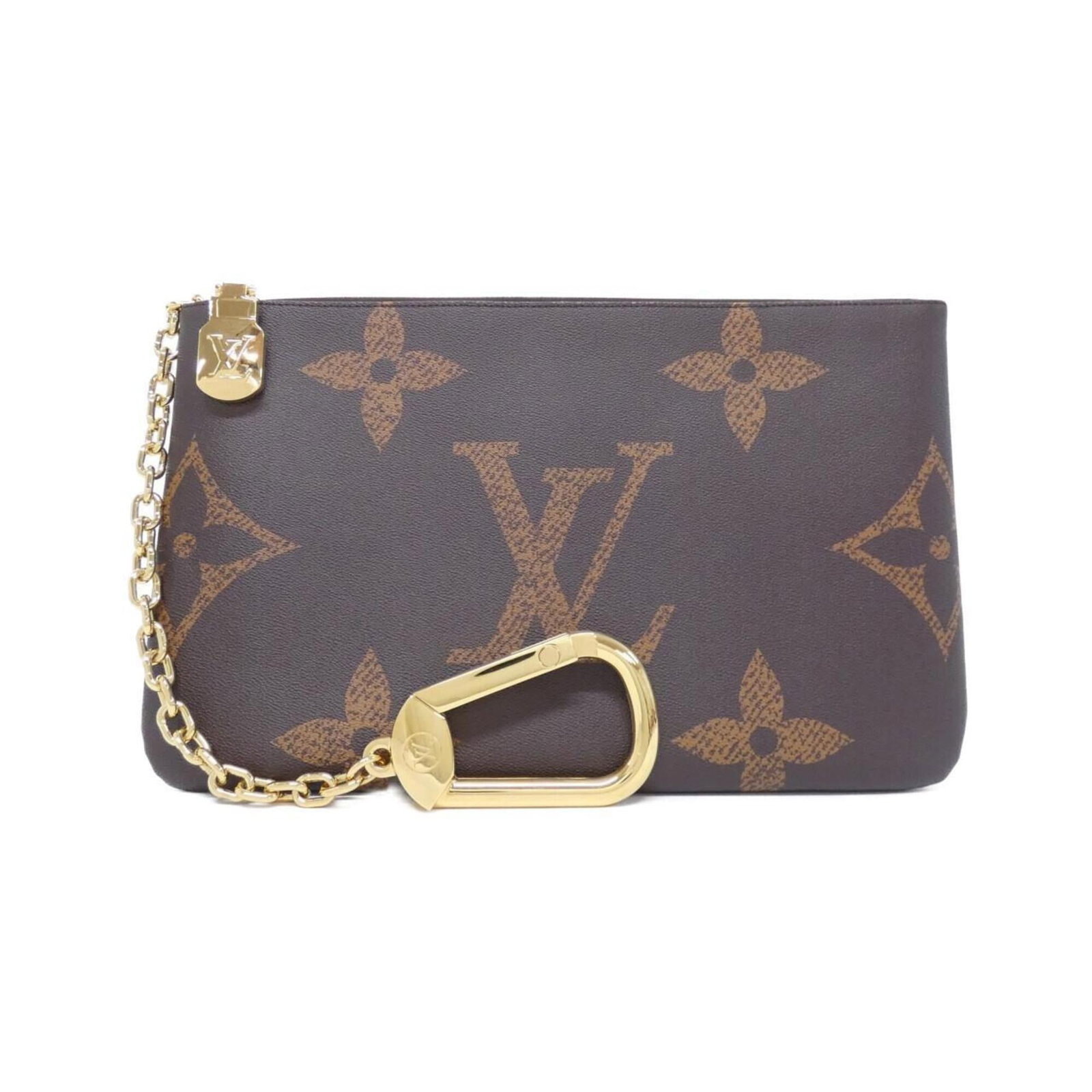 Handbag Pochette Coated Canvas Vuitton Louis: Handbag Pochette Coated Canvas Vuitton Louis Coated canvas construction adds durability to this Louis Vuitton pochette, while gold hardware provides a touch of luxury. Measuring 30cm x 50cm x 2cm,