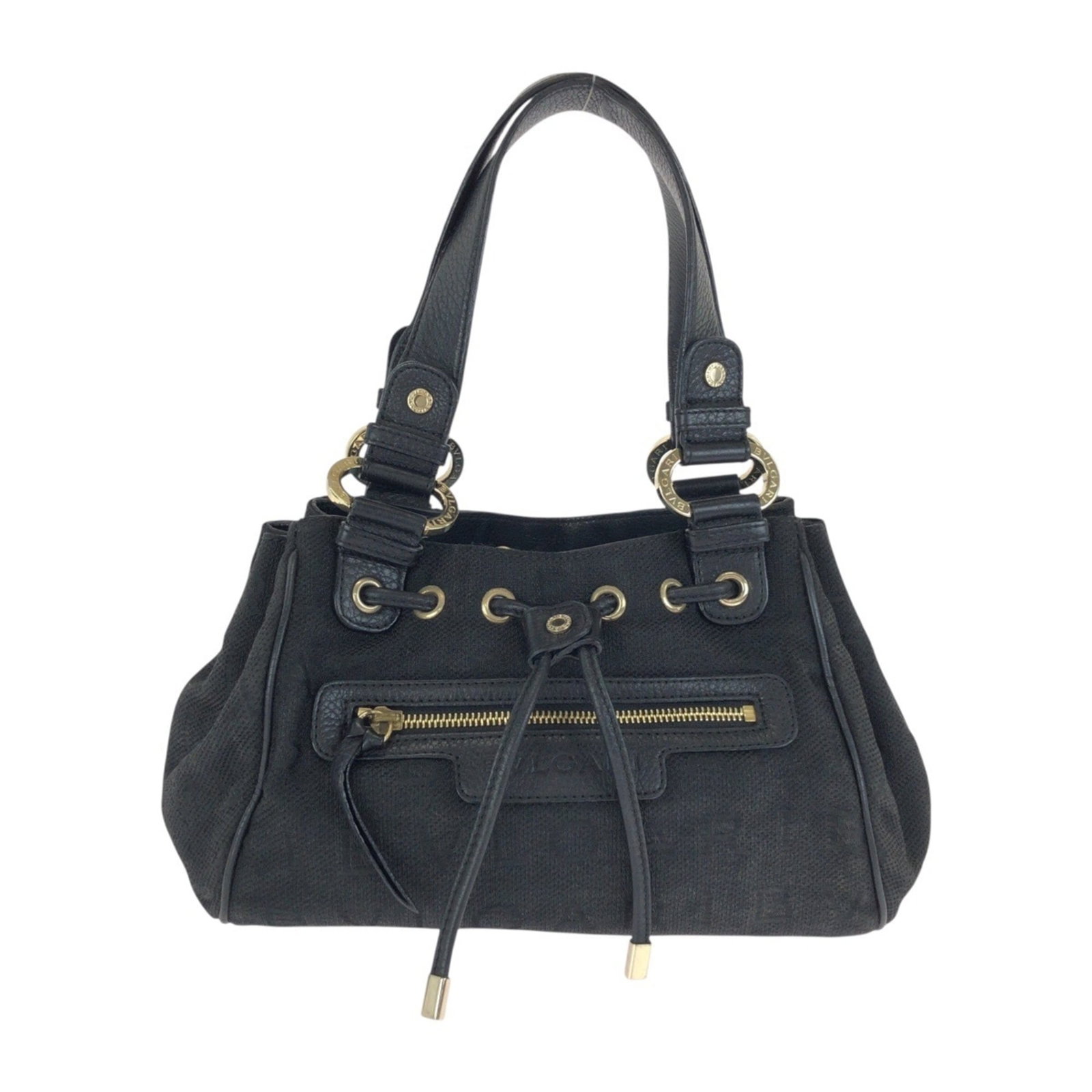 Bvlgari Handbag Canvas: Bvlgari Handbag Canvas Canvas bag from Bvlgari, made in Italy, features a sleek black design with a signature. The bag measures 16cm x 26cm x 8cm. It is a canvas handbag. Item Specifics: Brand: