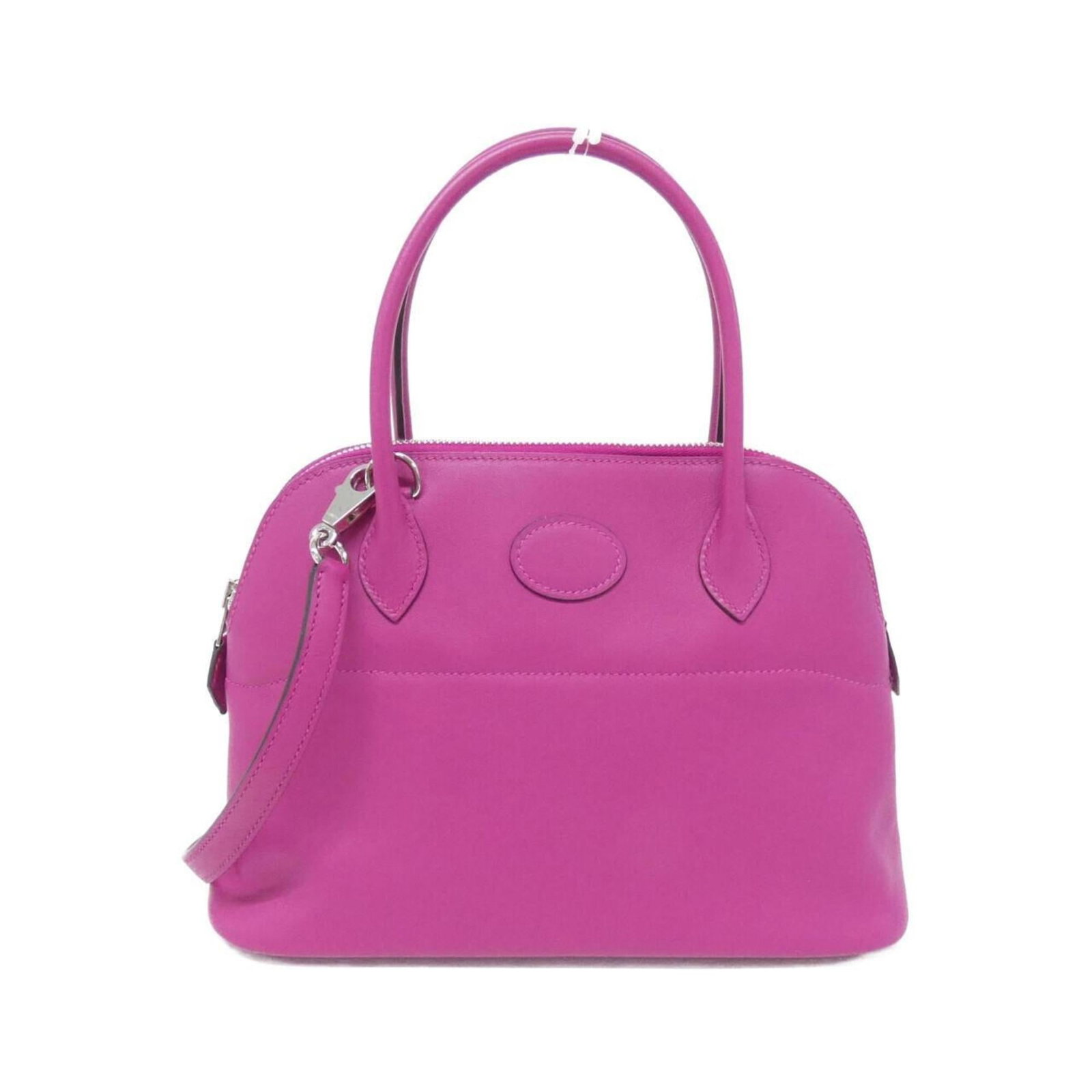 Swift Leather Handbag Hermes: Swift Leather Handbag Hermes Swift Leather Handbag by Hermes - A stylish and sleek design, this Bolide handbag boasts a beautiful rose purple Swift leather exterior, complemented by silver hardware. M