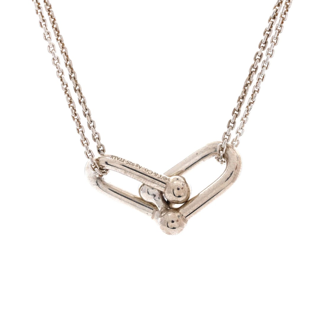 Co HardWear Sterling Silver Pendant Double Link Necklace Tiffany: Co HardWear Sterling Silver Pendant Double Link Necklace Tiffany Sterling Silver Pendant Double Link Necklace from Tiffany & Co. features a unique double link design, showcasing the brand's signature