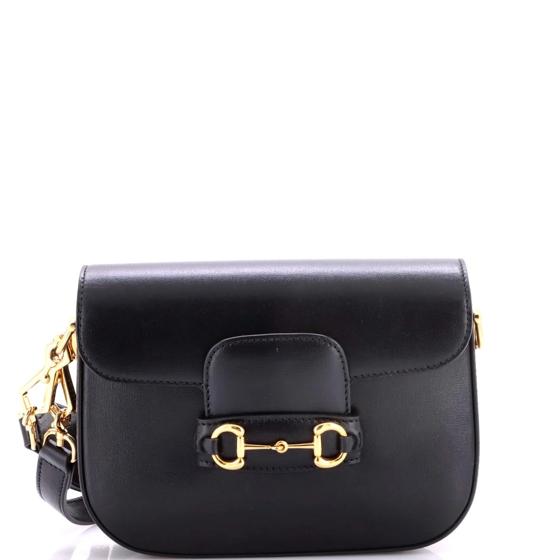 Gucci Horsebit 1955 Shoulder Bag Leather Mini: Gucci Horsebit 1955 Shoulder Bag Leather Mini Black Leather Mini Cross Body Bag with Gold Hardware, featuring the iconic Horsebit 1955 design, and adjustable extra strap for a customizable fit. Measur