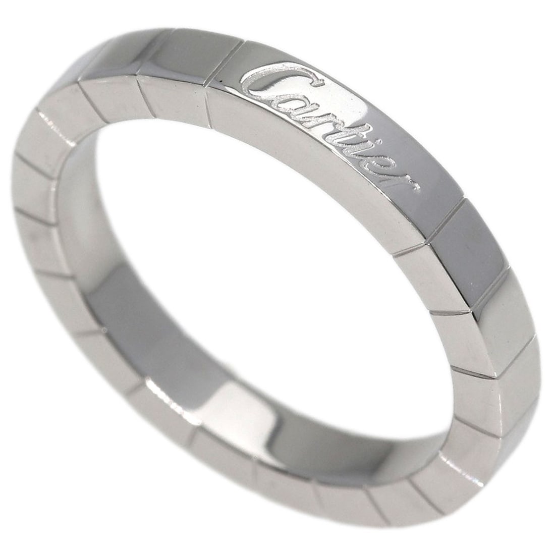 White Gold K18 White Cartier Laniere Ring #54: White Gold K18 White Cartier Laniere Ring #54 K18 White Gold Cartier Laniere Ring #54 is a striking silver metal ring featuring a signature. Made from high-quality K18 white gold, this ring boasts a
