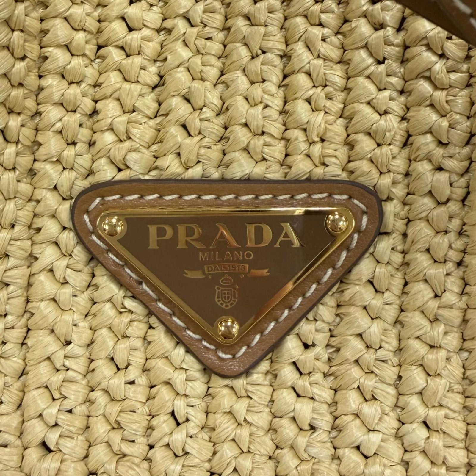 Raffia Leather Handbag Shoulder Prada - 10