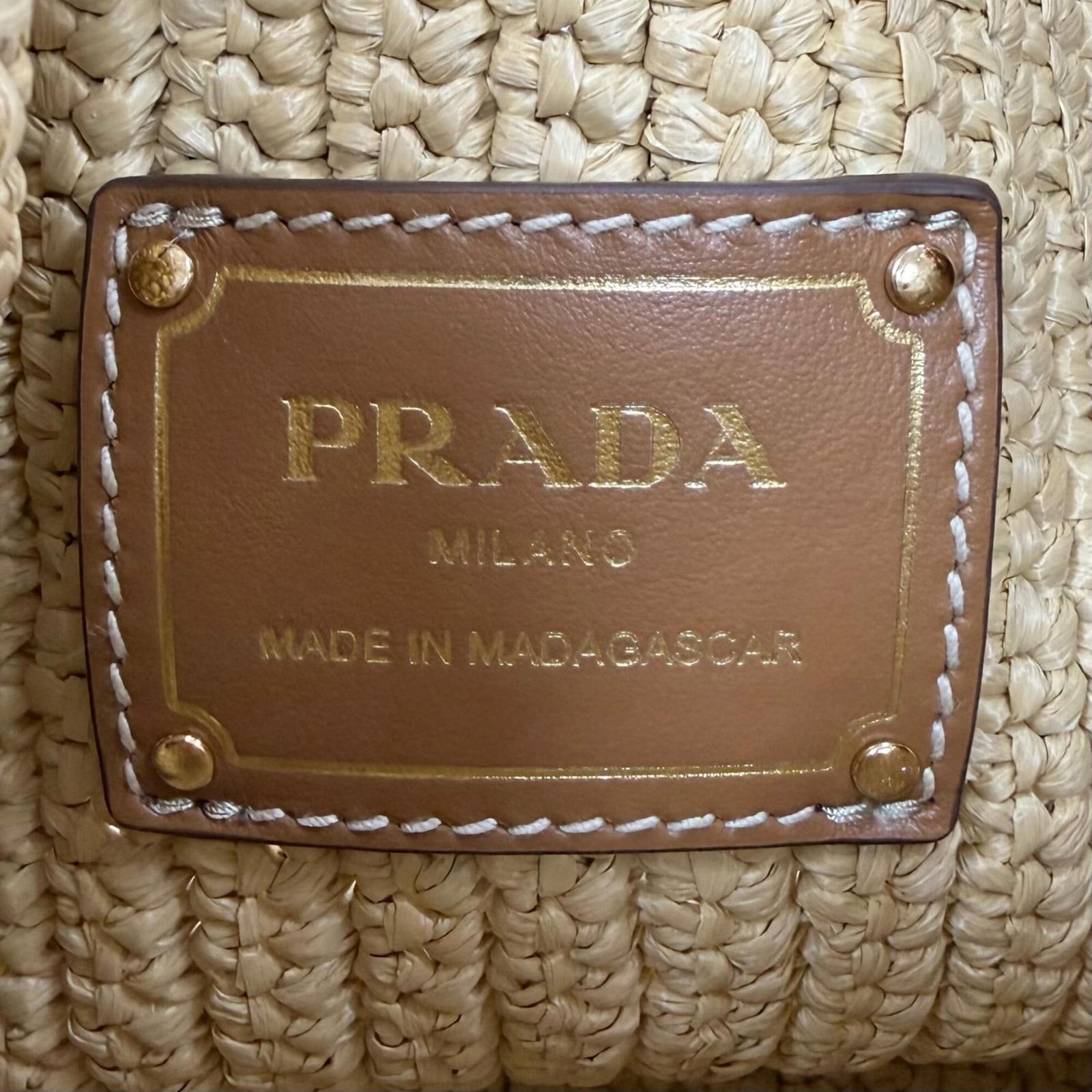 Raffia Leather Handbag Shoulder Prada - 11