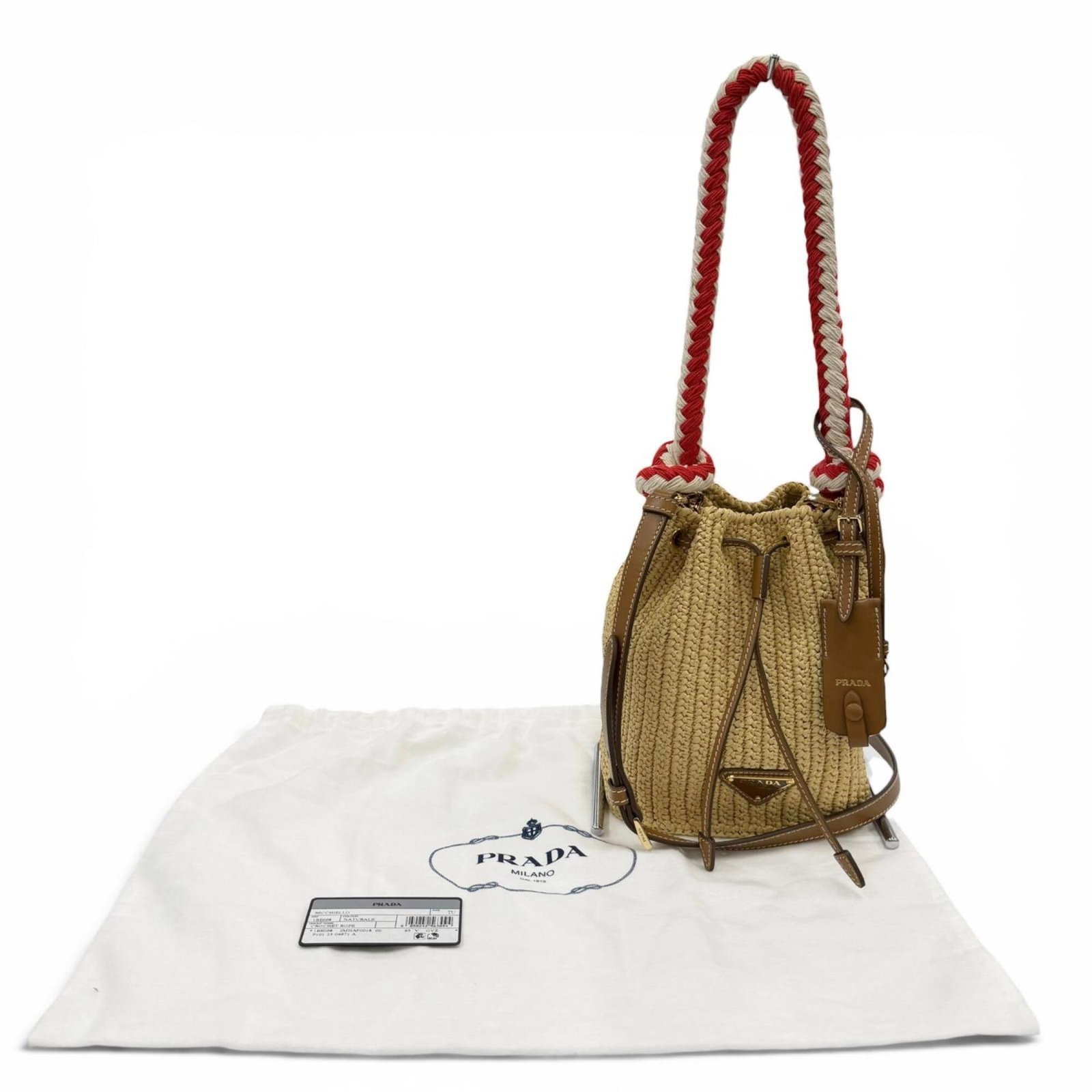 Raffia Leather Handbag Shoulder Prada - 2