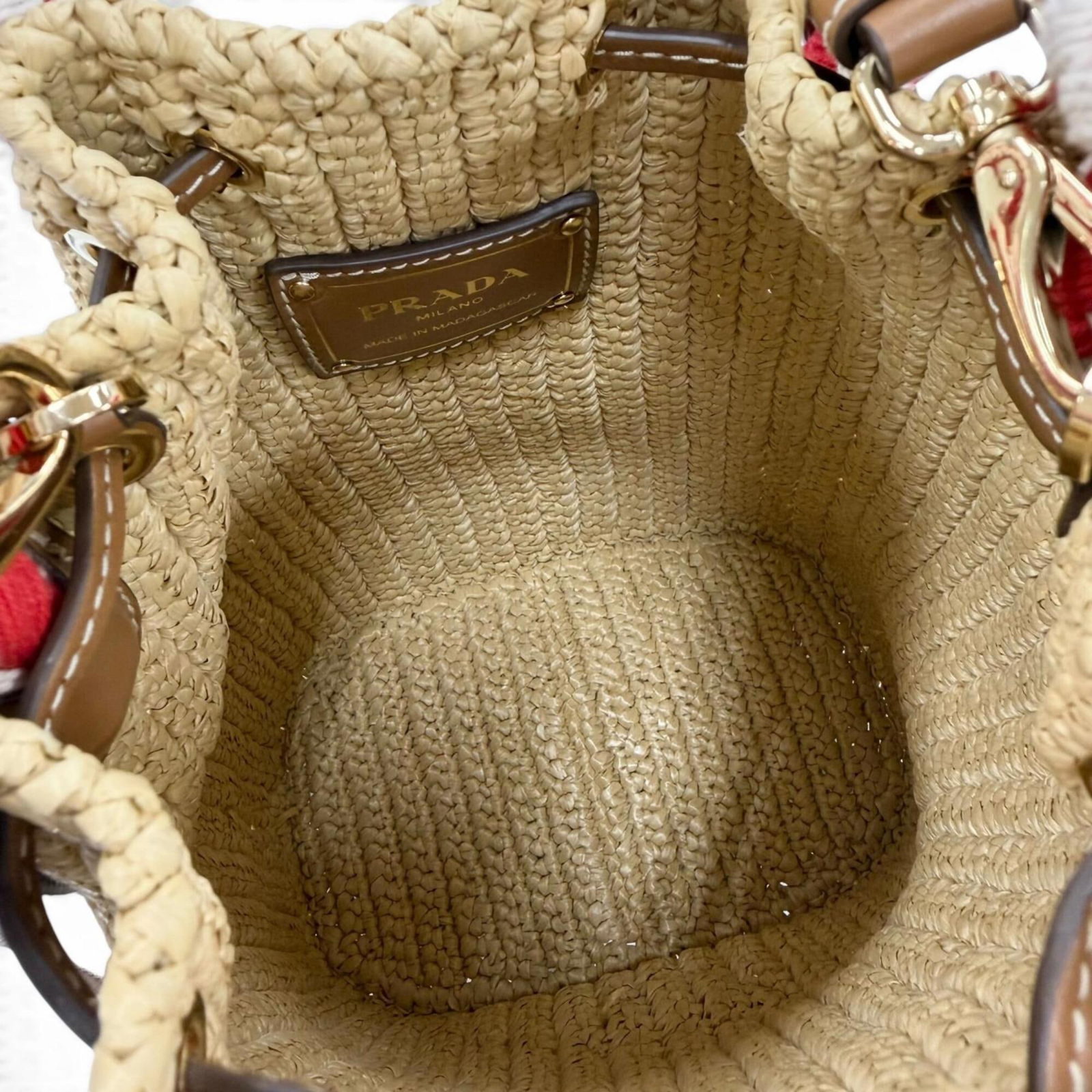 Raffia Leather Handbag Shoulder Prada - 7