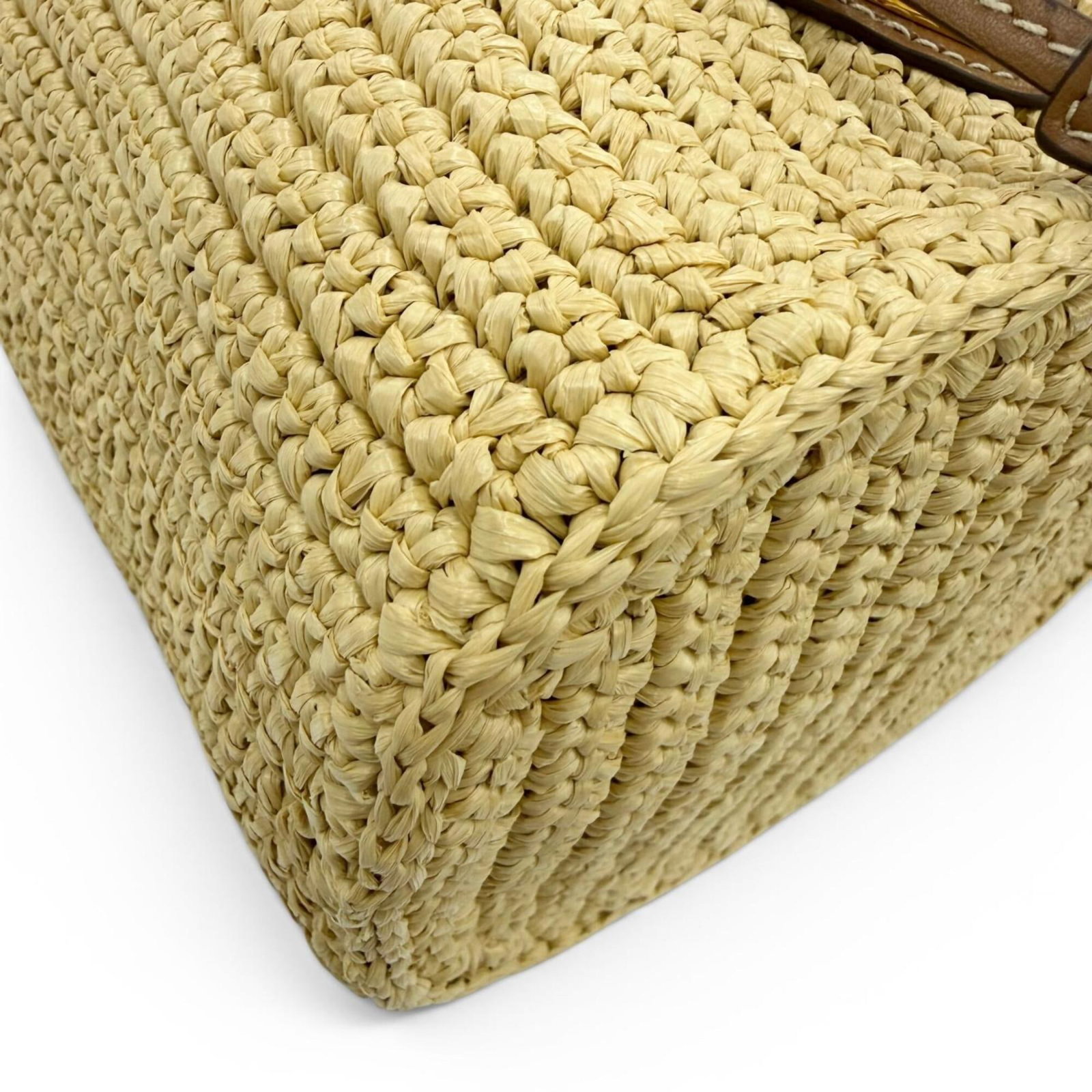 Raffia Leather Handbag Shoulder Prada - 8