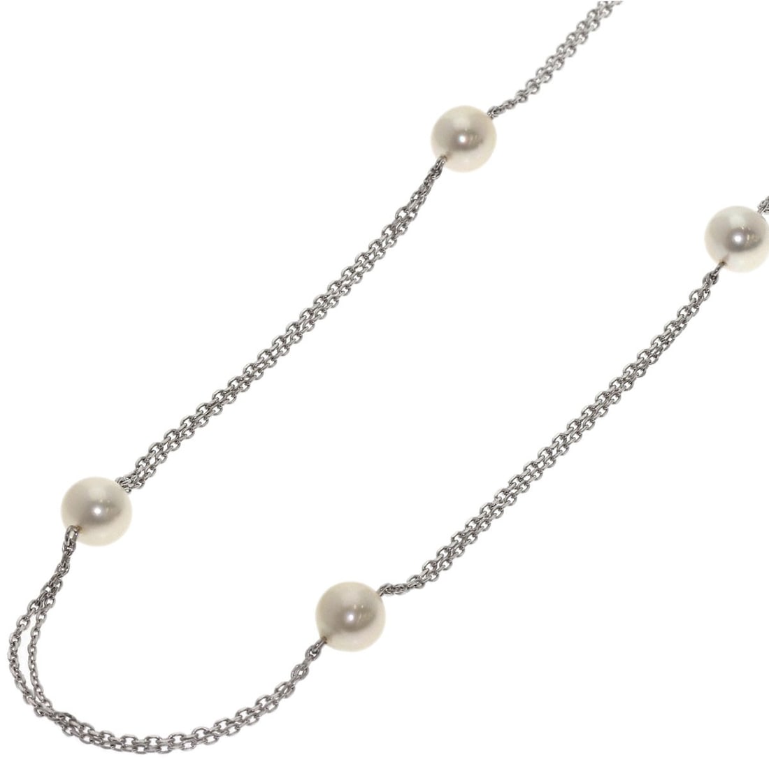 White Gold Pearl Necklace K14 Mikimoto Station: White Gold Pearl Necklace K14 Mikimoto Station K14 Mikimoto Station White Gold Pearl Necklace boasts a striking silver metal exterior and features a high-quality pearl as its main stone, set against