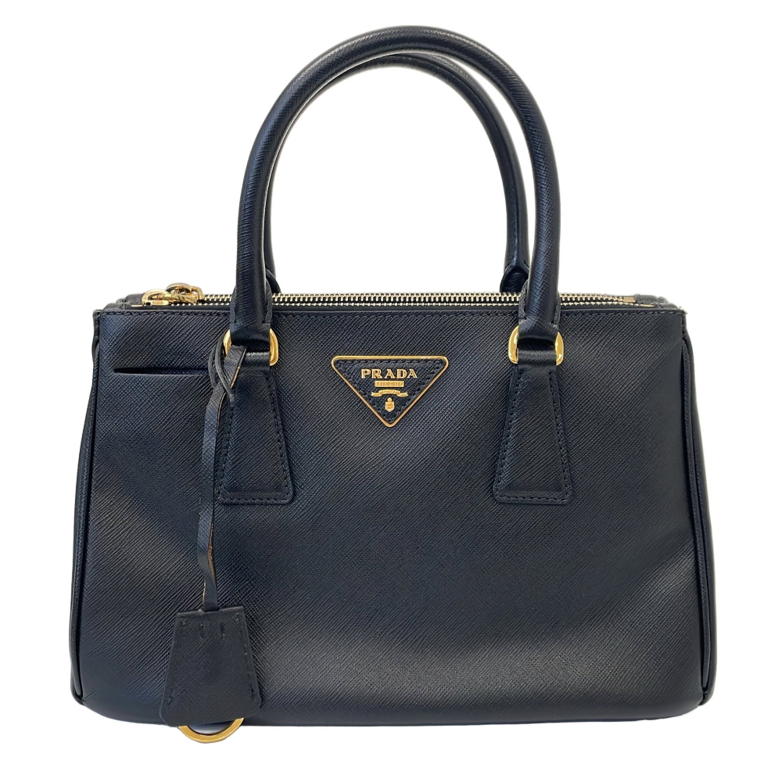 Prada Handbag Shoulder Bag Leather: Prada Handbag Shoulder Bag Leather Saffiano leather Prada shoulder bag with sleek black design, measuring 18cm x 26cm x 10.5cm, features a 33cm long handle and adjustable strap length of 93cm -