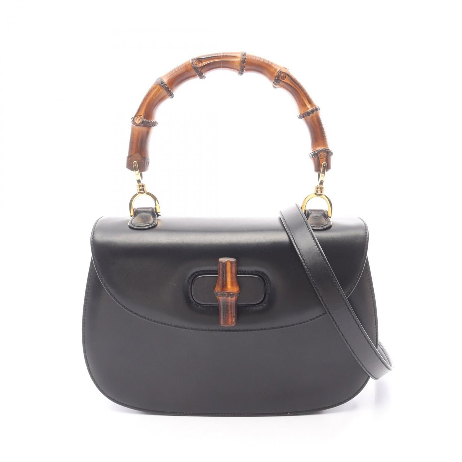 Handbag Leather Gucci: Handbag Leather Gucci Black leather Gucci handbag with dimensions 17cm x 25cm x 6cm. This handbag features high-quality leather construction and a classic design. The bag's sleek black color and