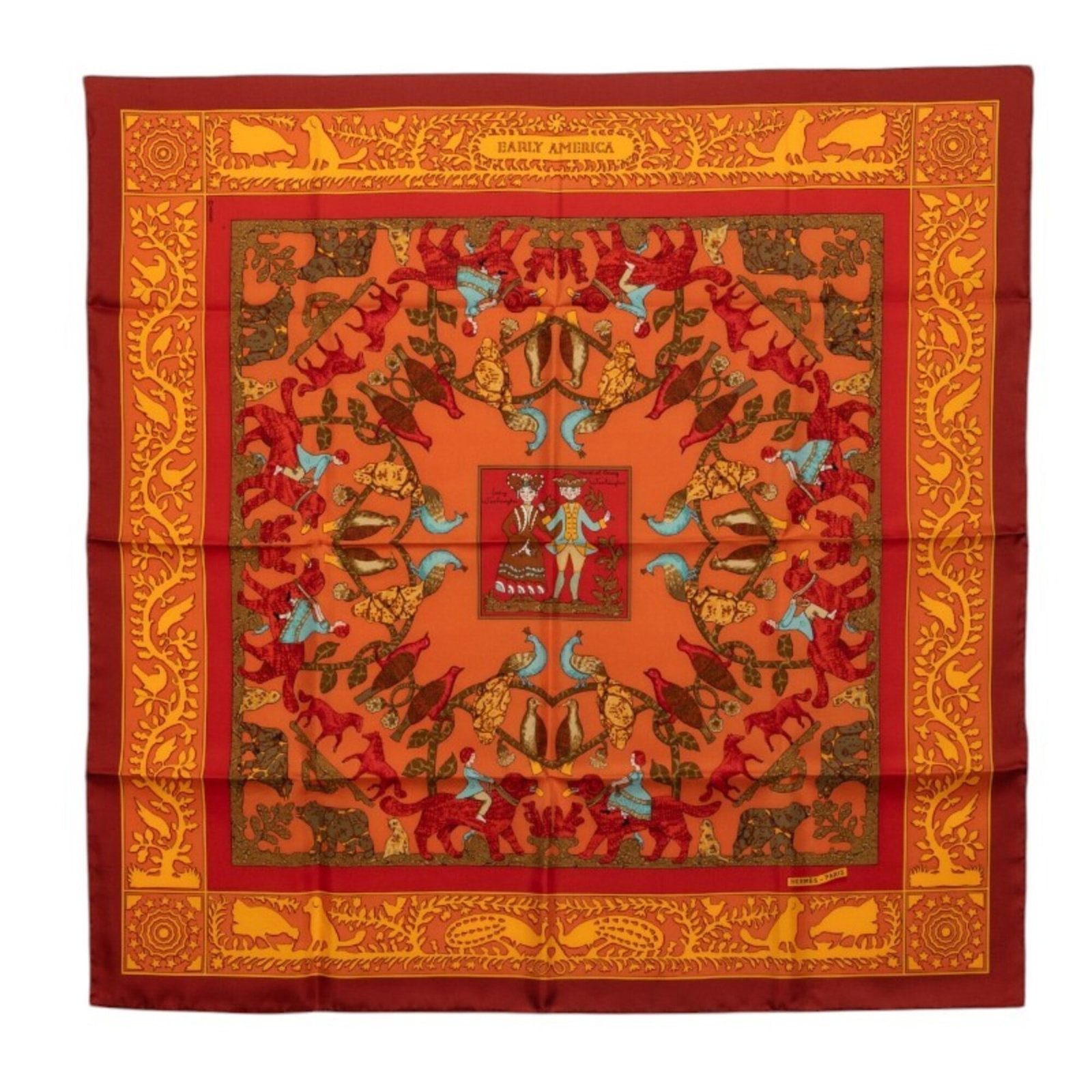 Silk Hermes Scarf: Silk Hermes Scarf Silk from the renowned French fashion house Hermes, this scarf boasts a rich, multi-colored design that adds a touch of sophistication to any outfit. Made from high-quality silk,