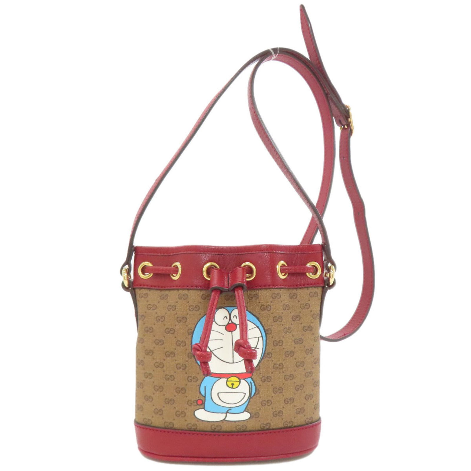 PVC Leather Gucci Bag Shoulder: PVC Leather Gucci Bag Shoulder PVC Leather Gucci Bag Shoulder features a unique combination of PVC and leather materials, with a distinctive brown and red color scheme. The bag measures 17cm x 15cm x 