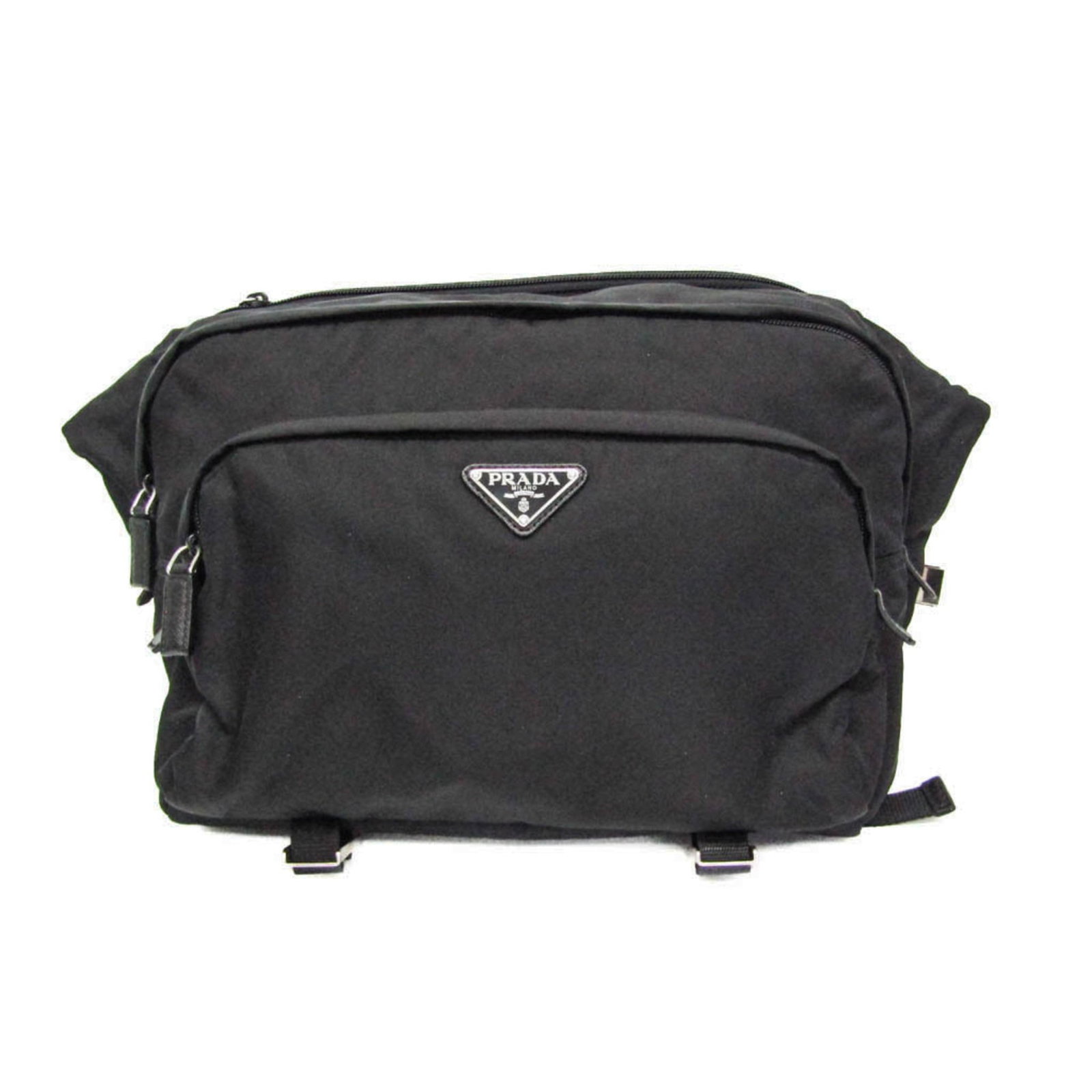 Nylon Prada Sling Bag Shoulder Bag: Nylon Prada Sling Bag Shoulder Bag Nylon Prada Sling Bag Shoulder Bag: A sleek and versatile design, this black nylon shoulder bag features a top zipper closure and measures 23cm x 32cm x 12cm. Made