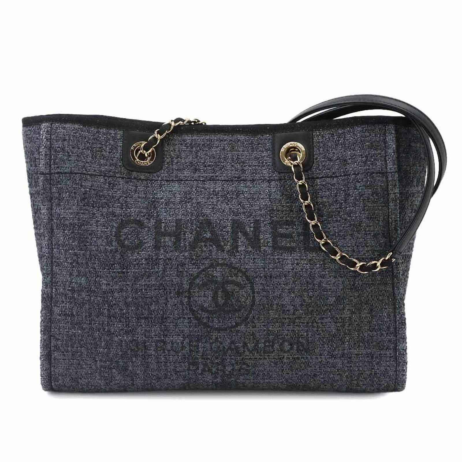 Straw Tote Leather Chanel Handbag (1 of 10)